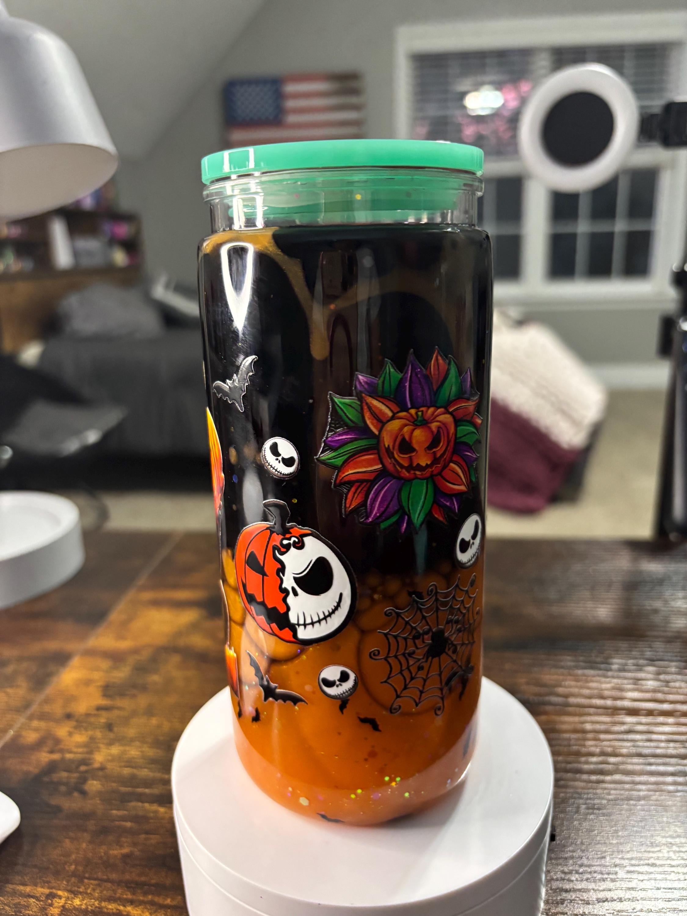 Nightmare Before Christmas Lava Snow Globe Tumbler | Handmade 20oz Snowglobe Cup | Halloween Gift