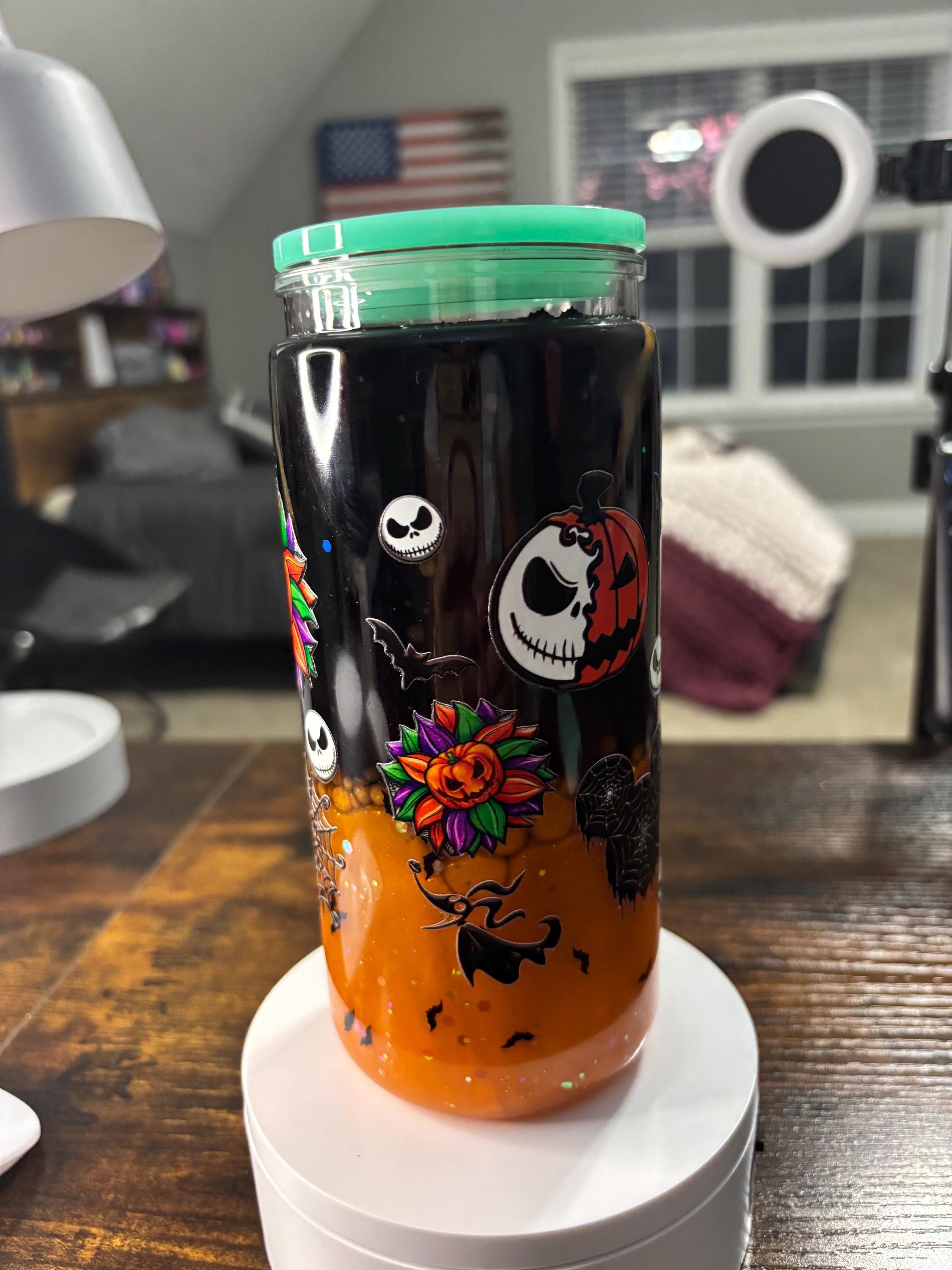 Nightmare Before Christmas Lava Snow Globe Tumbler | Handmade 20oz Snowglobe Cup | Halloween Gift