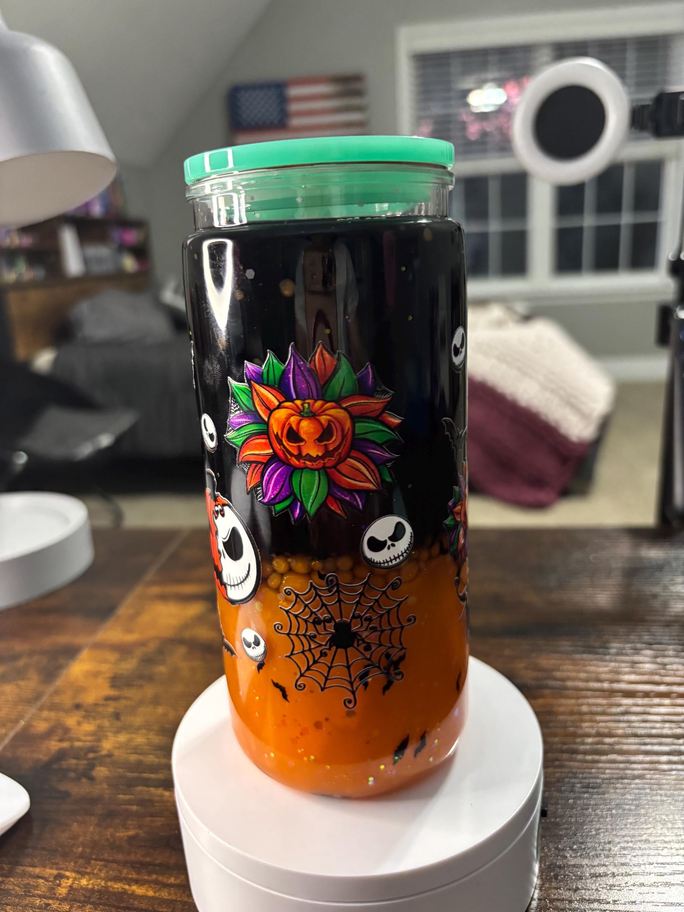 Nightmare Before Christmas Lava Snow Globe Tumbler | Handmade 20oz Snowglobe Cup | Halloween Gift