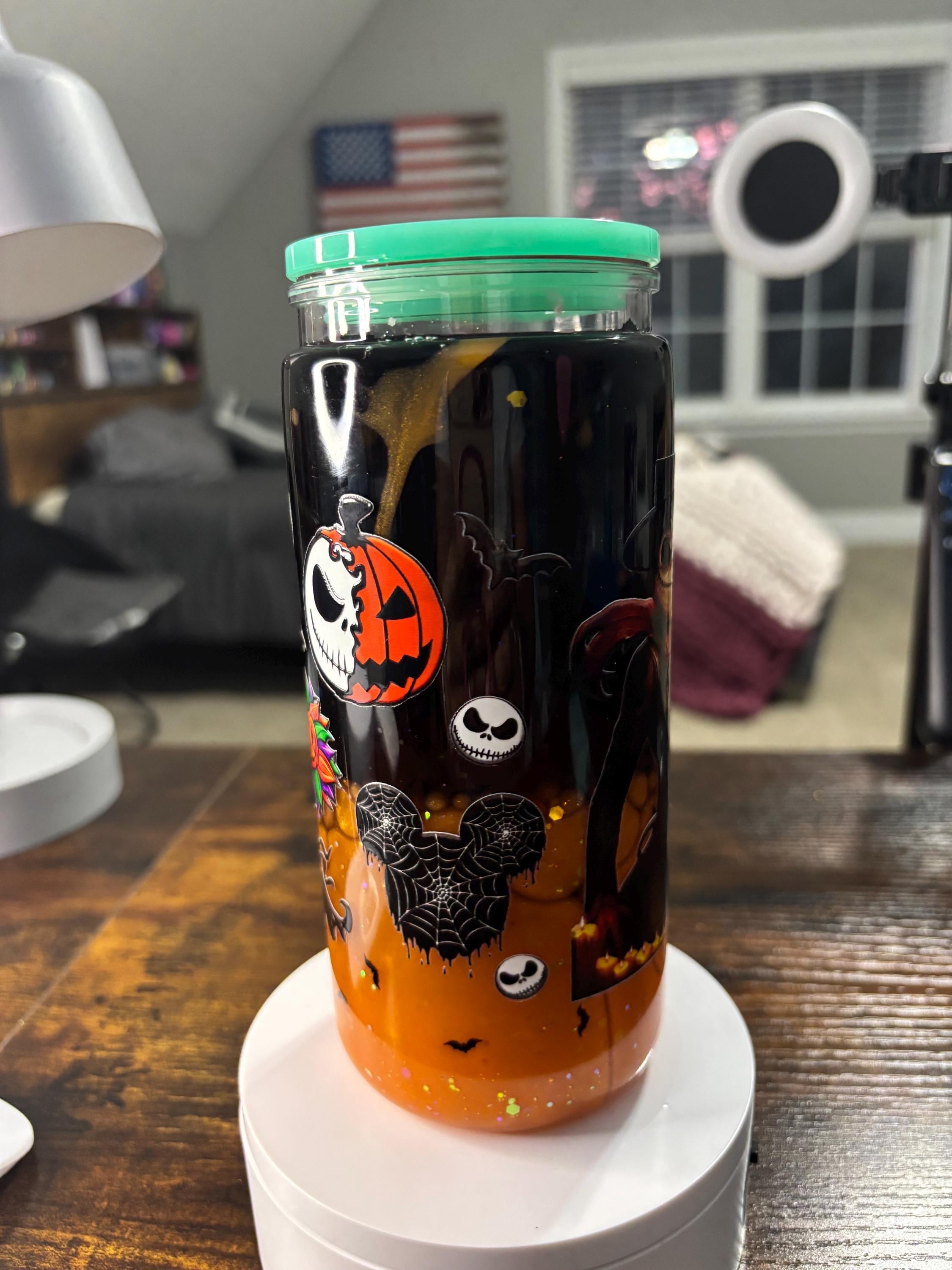 Nightmare Before Christmas Lava Snow Globe Tumbler | Handmade 20oz Snowglobe Cup | Halloween Gift
