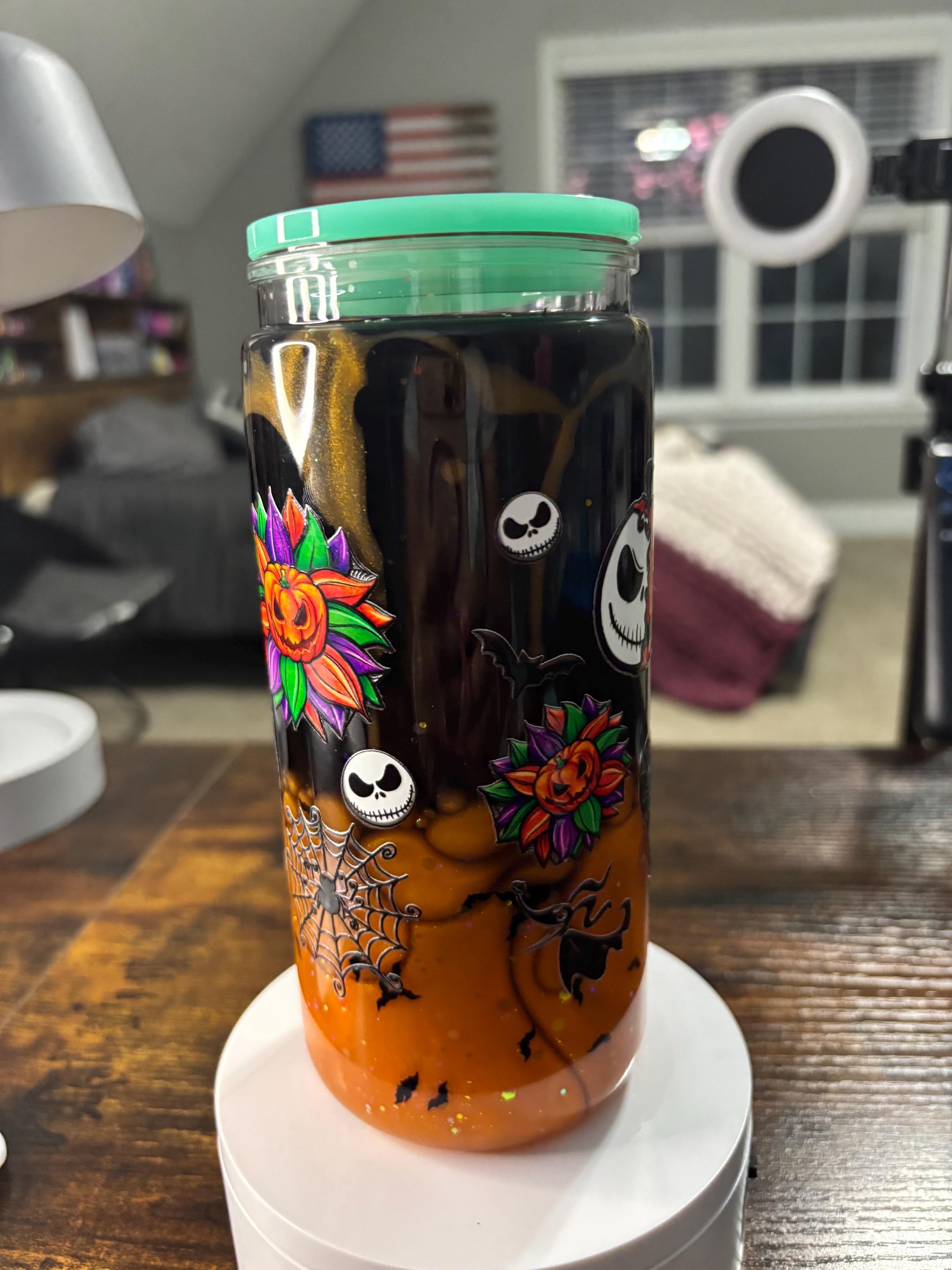 Nightmare Before Christmas Lava Snow Globe Tumbler | Handmade 20oz Snowglobe Cup | Halloween Gift
