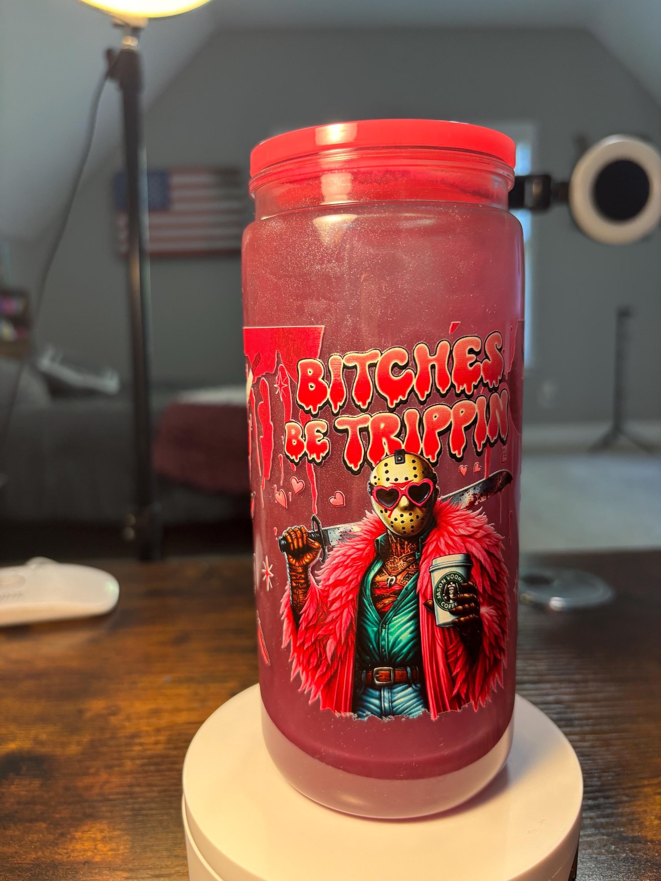 Bitches Be Trippin Cateye Snow Globe Tumbler | 20oz Handmade Funny Sassy Cup