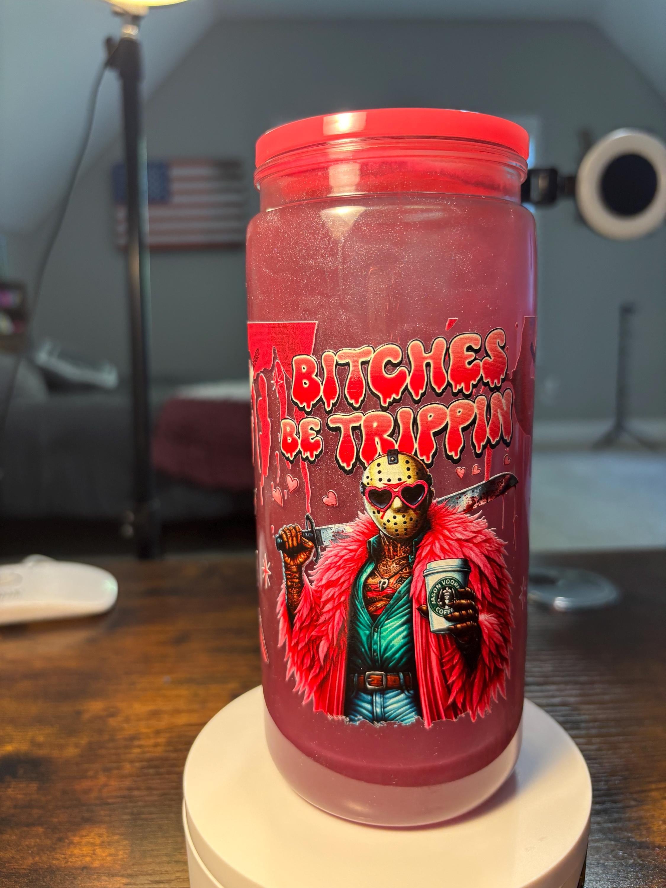 Bitches Be Trippin Cateye Snow Globe Tumbler | 20oz Handmade Funny Sassy Cup