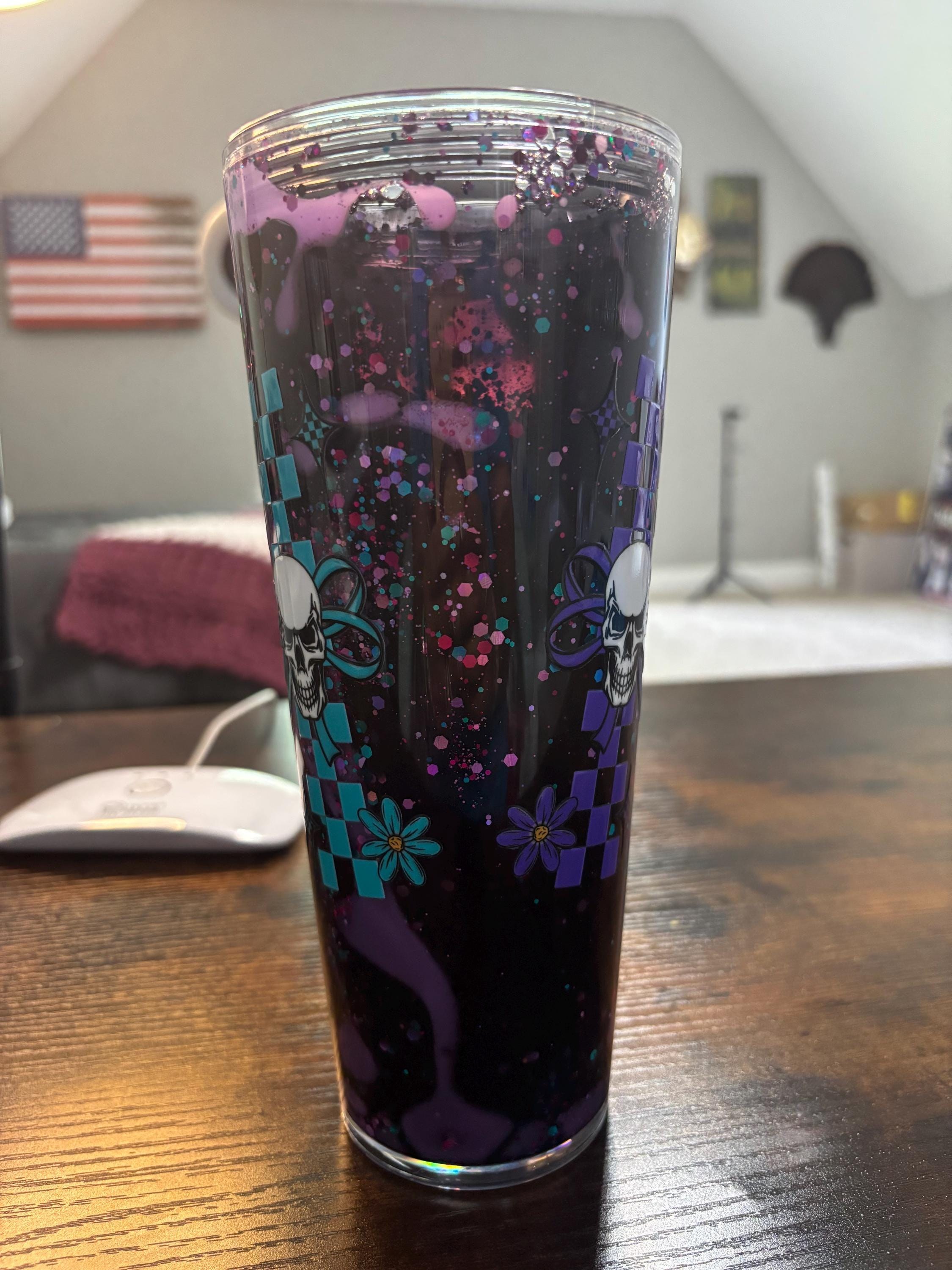 Ballerina Skeleton Snow Globe Tumbler | 20oz Lava Glitter Cup | Spooky Ballerina Gift