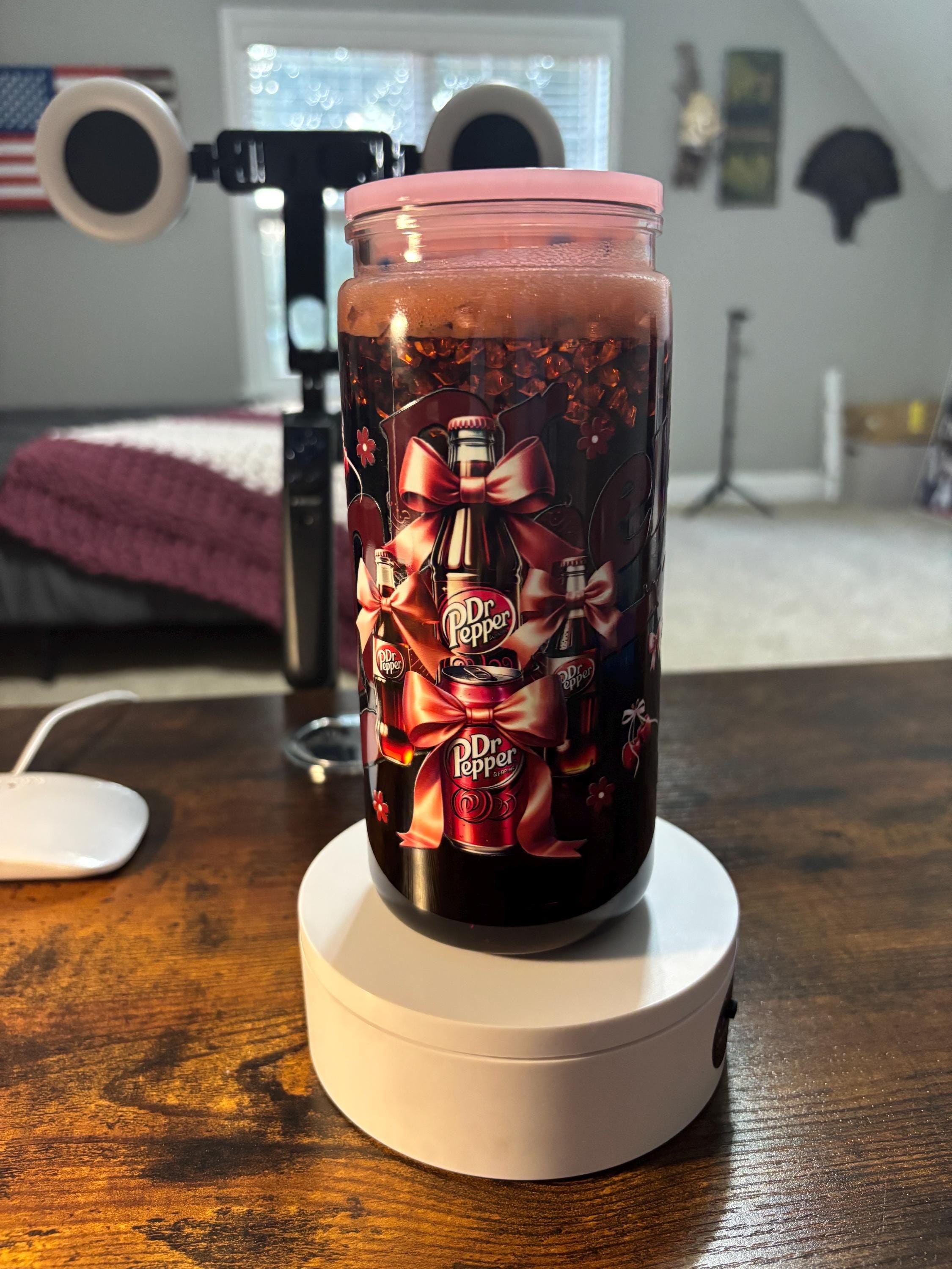 Soda with Ice Snow Globe Tumbler | 20oz Handmade Cola Lover Cup | Fun Drink Gift