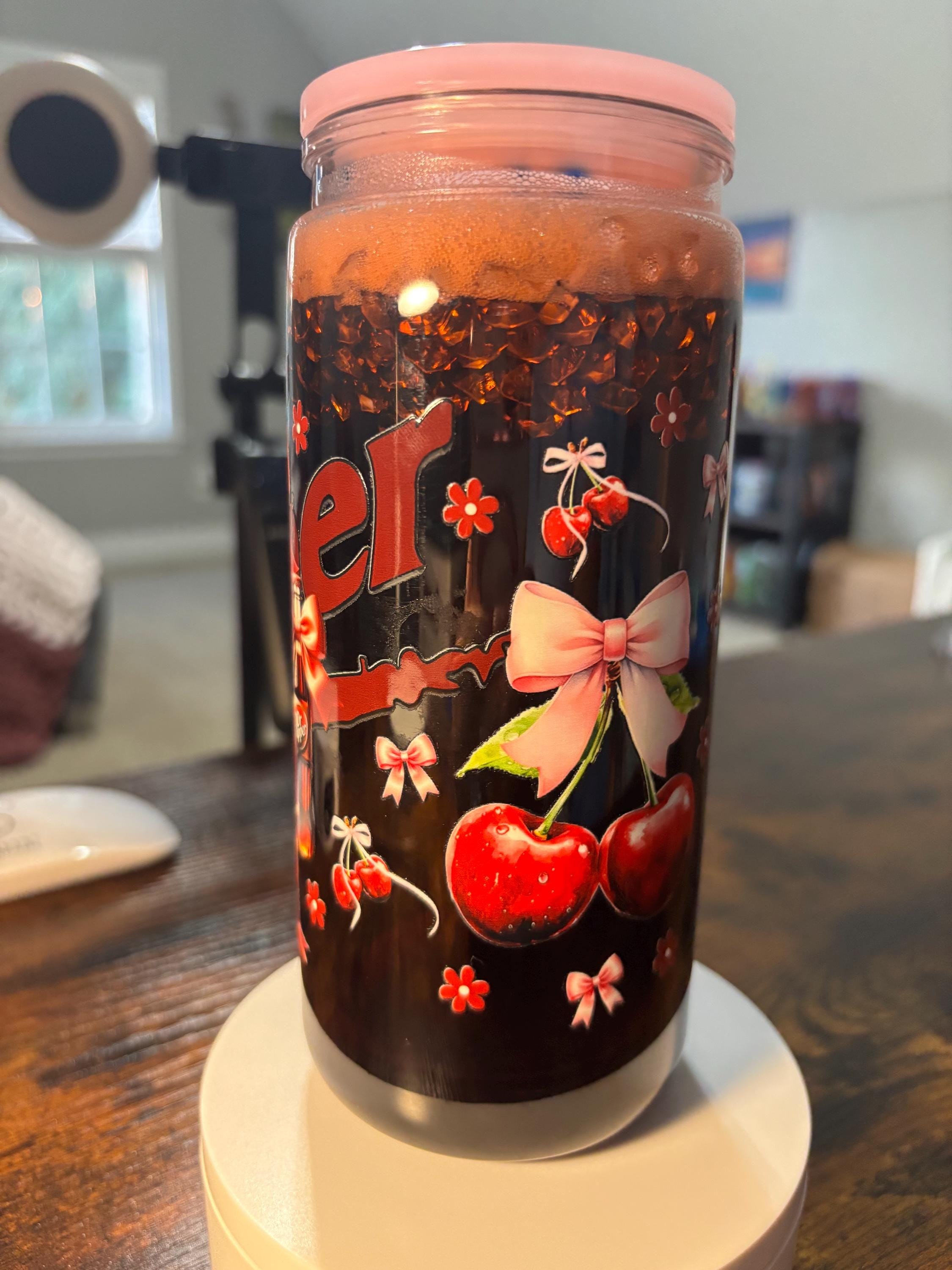 Soda with Ice Snow Globe Tumbler | 20oz Handmade Cola Lover Cup | Fun Drink Gift