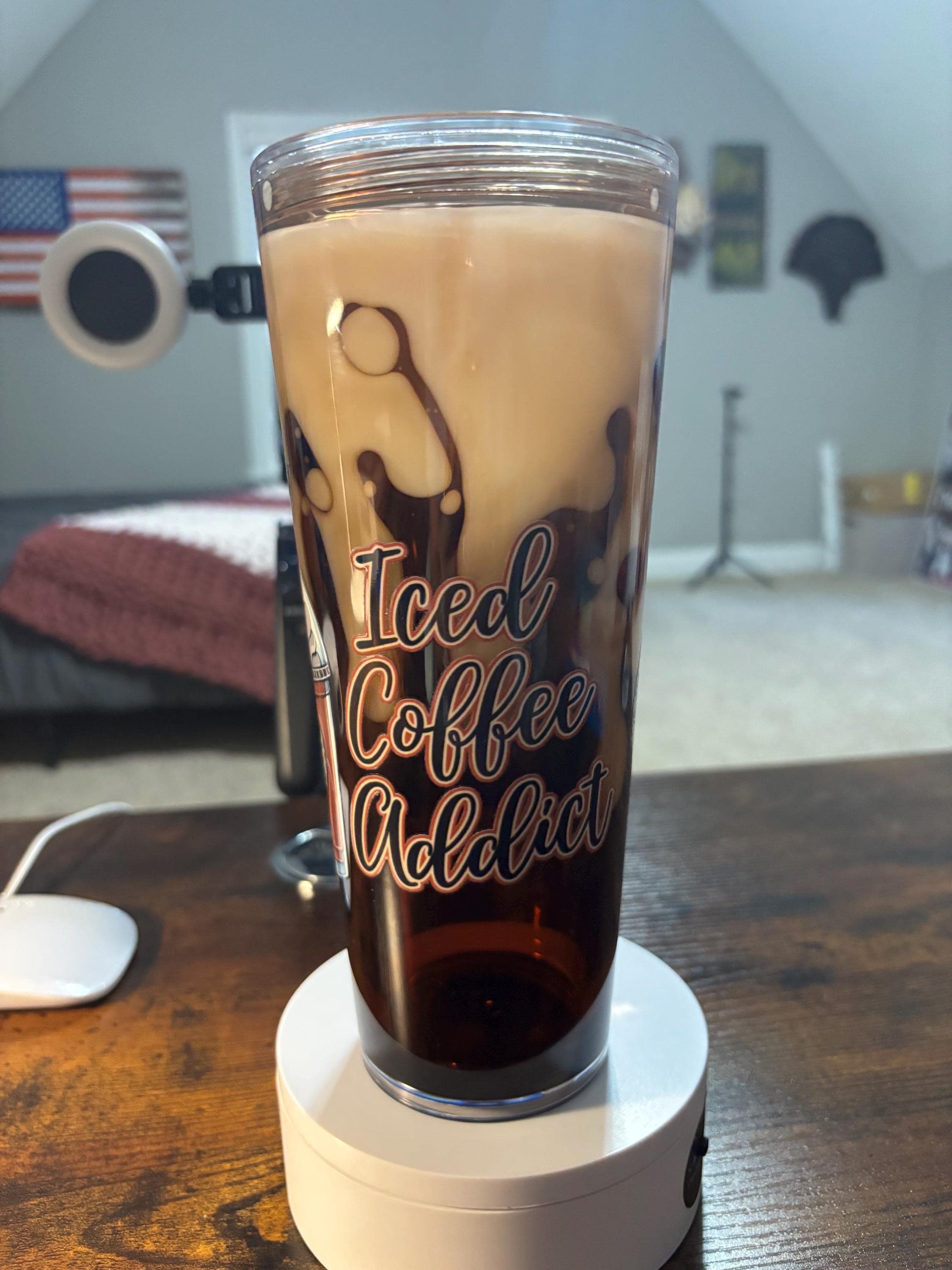 Iced Coffee Cow Addict Snow Globe Tumbler | 24oz Lava Handmade Coffee Lover Cup