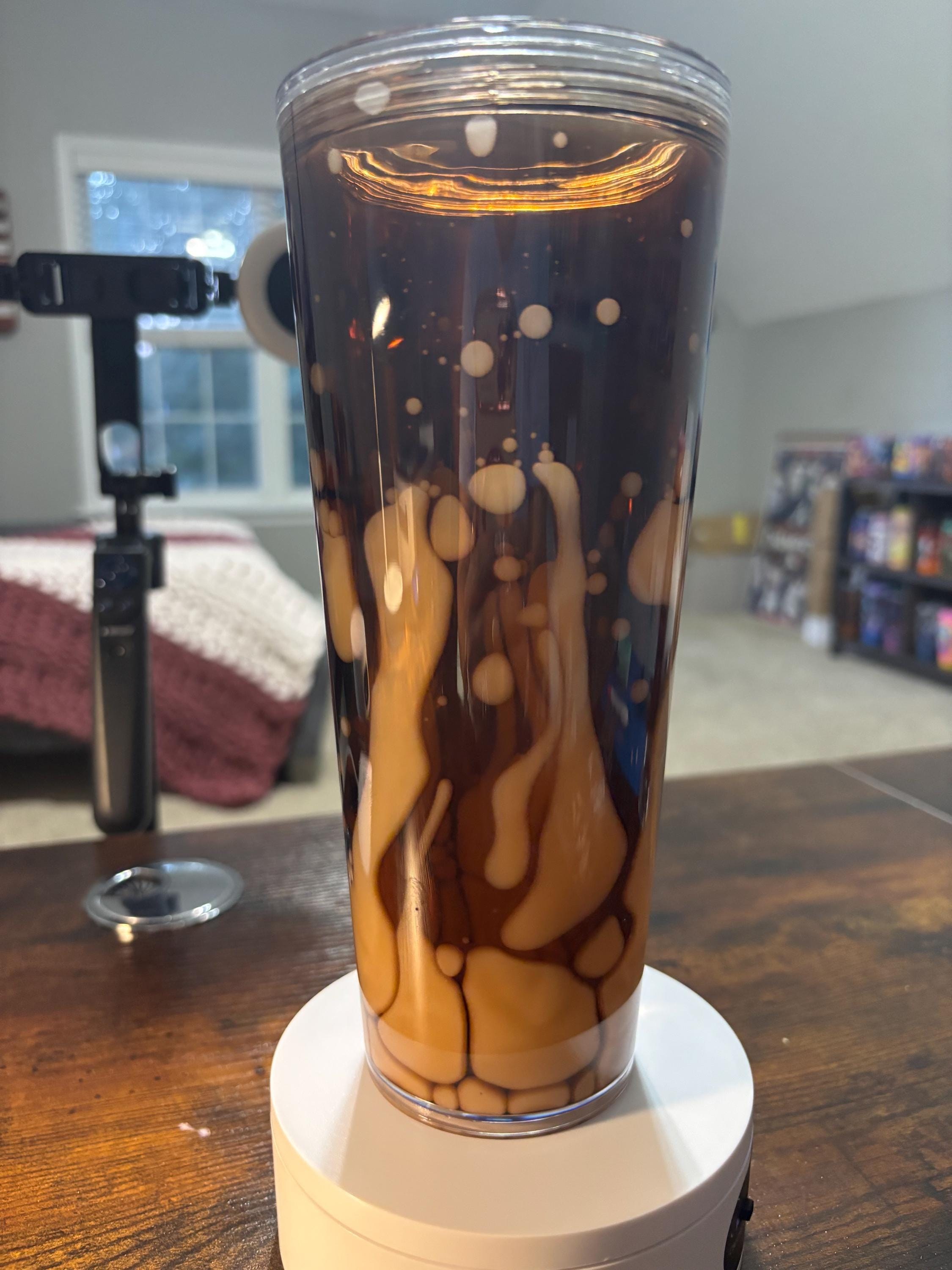 Iced Coffee Cow Addict Snow Globe Tumbler | 24oz Lava Handmade Coffee Lover Cup