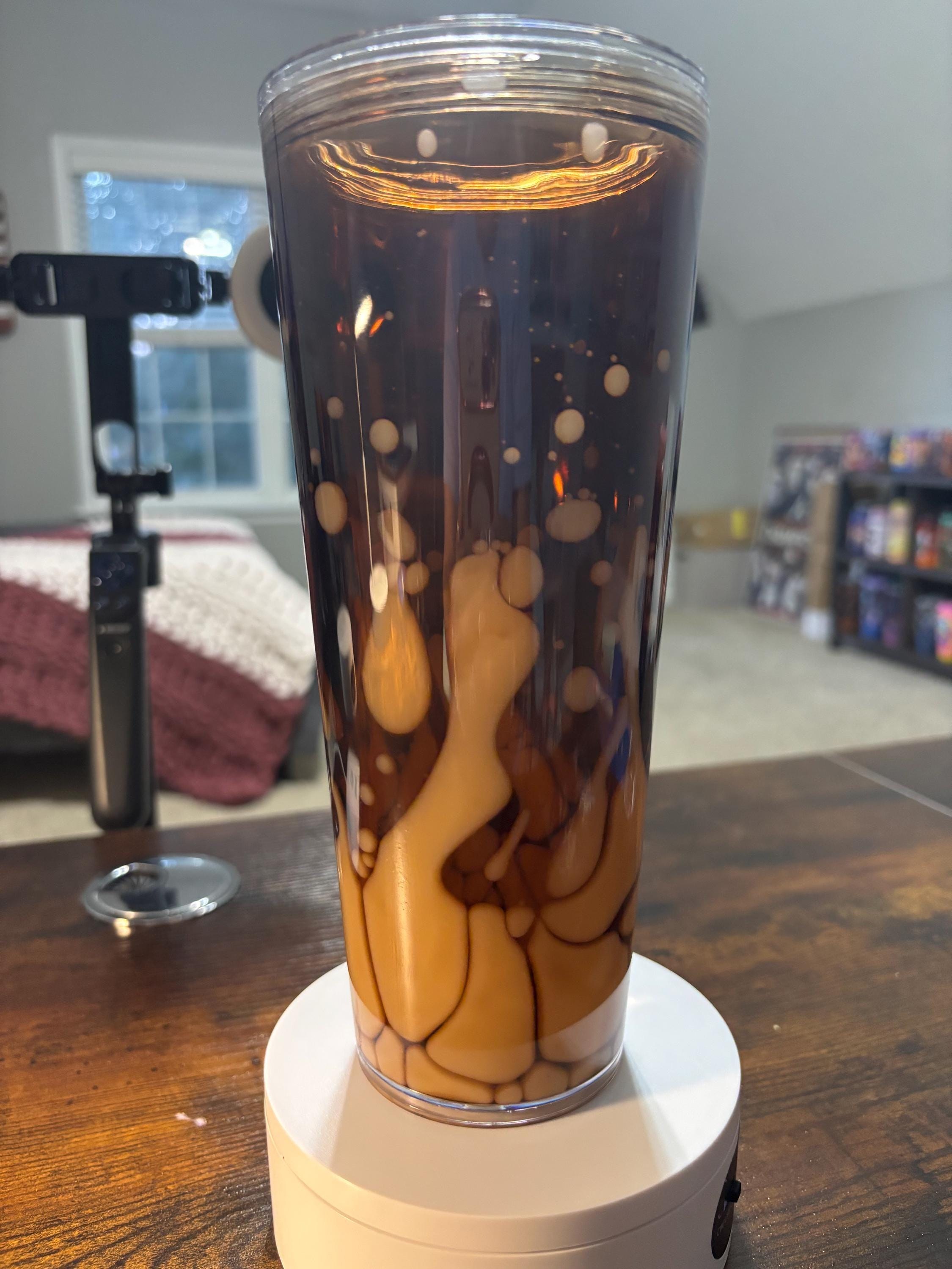 Iced Coffee Cow Addict Snow Globe Tumbler | 24oz Lava Handmade Coffee Lover Cup