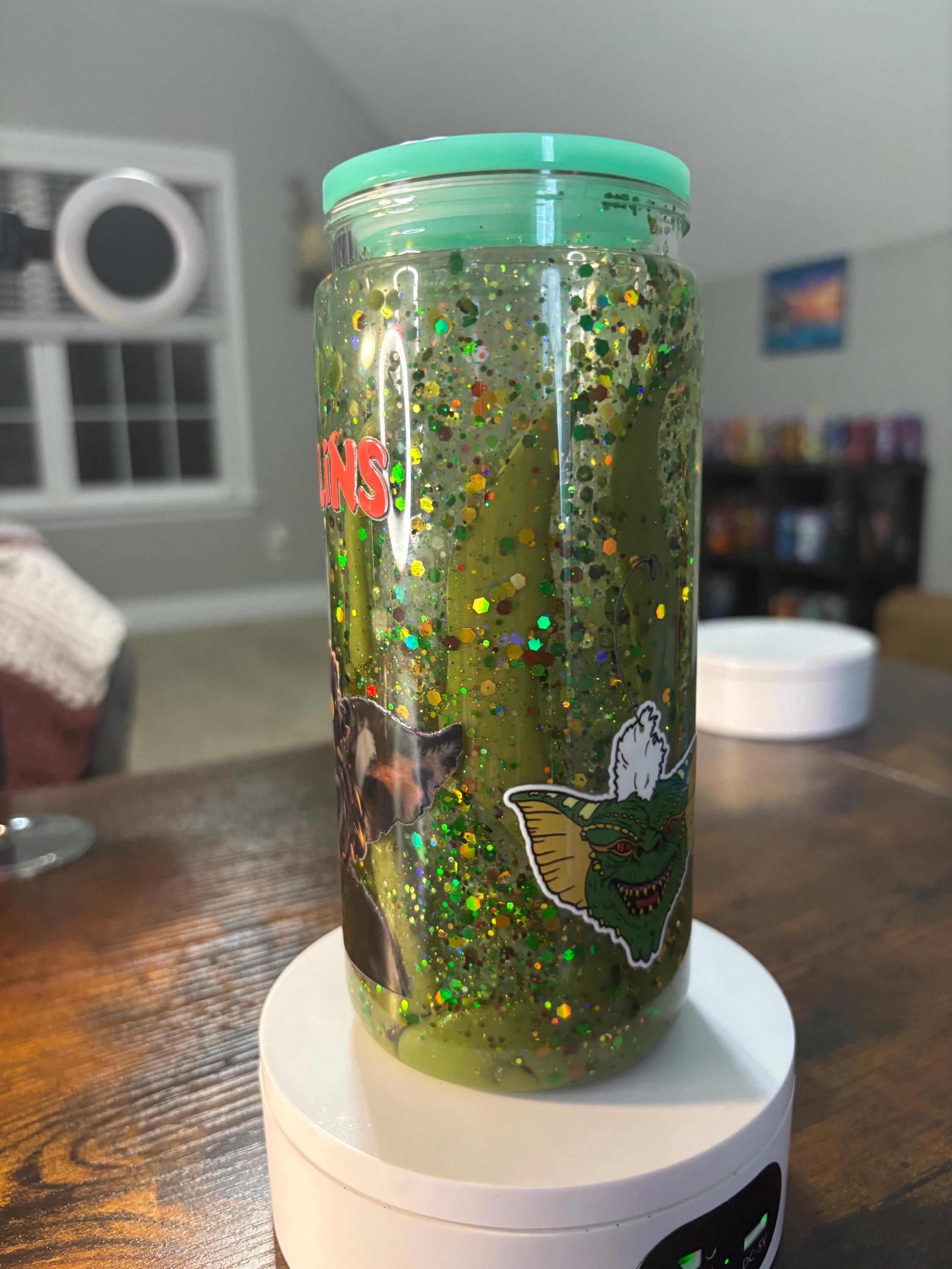 Gremlins Snow Globe Tumbler | 20oz Lava Handmade Movie Fan Cup | Horror Comedy Gift
