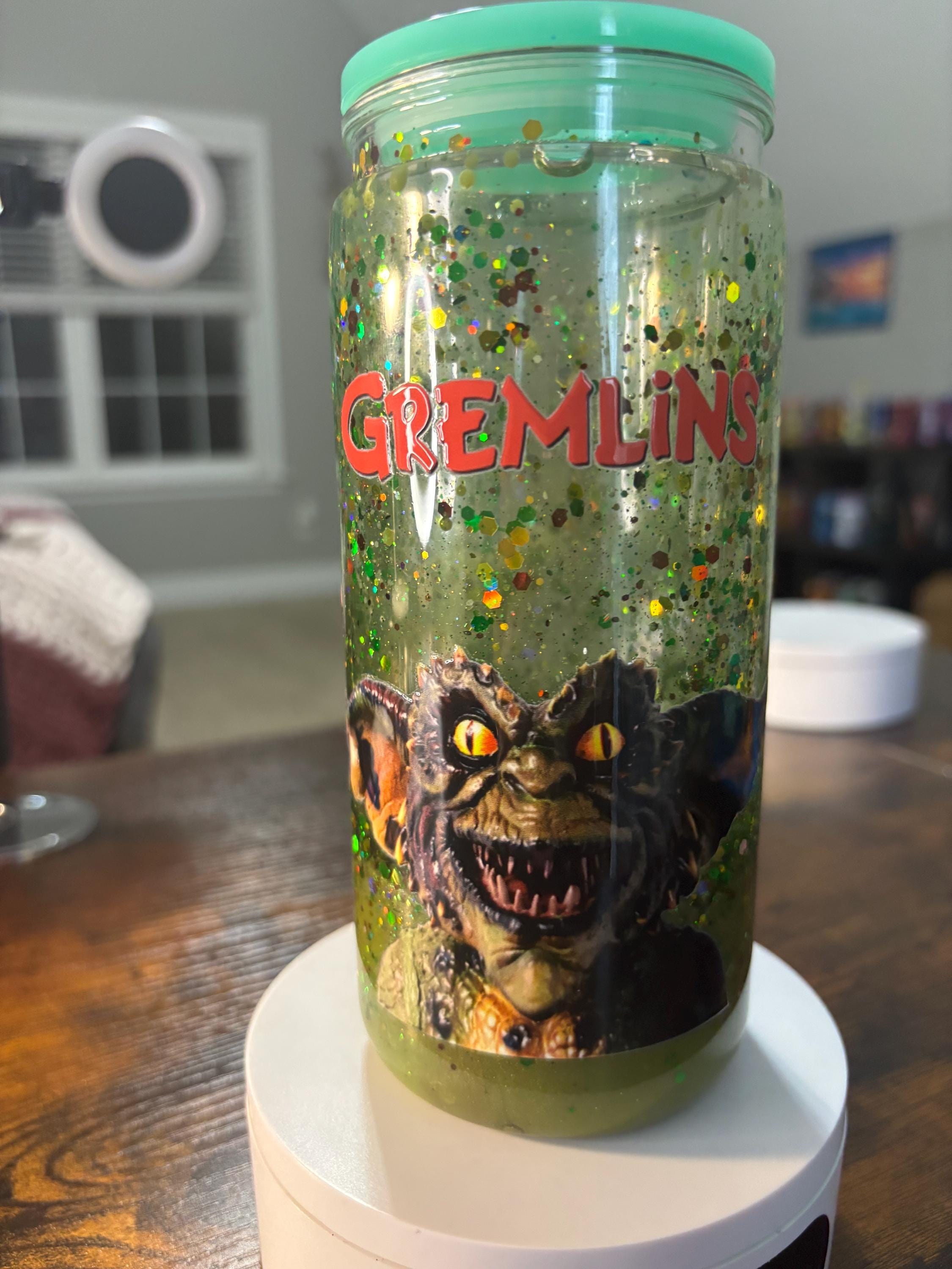 Gremlins Snow Globe Tumbler | 20oz Lava Handmade Movie Fan Cup | Horror Comedy Gift