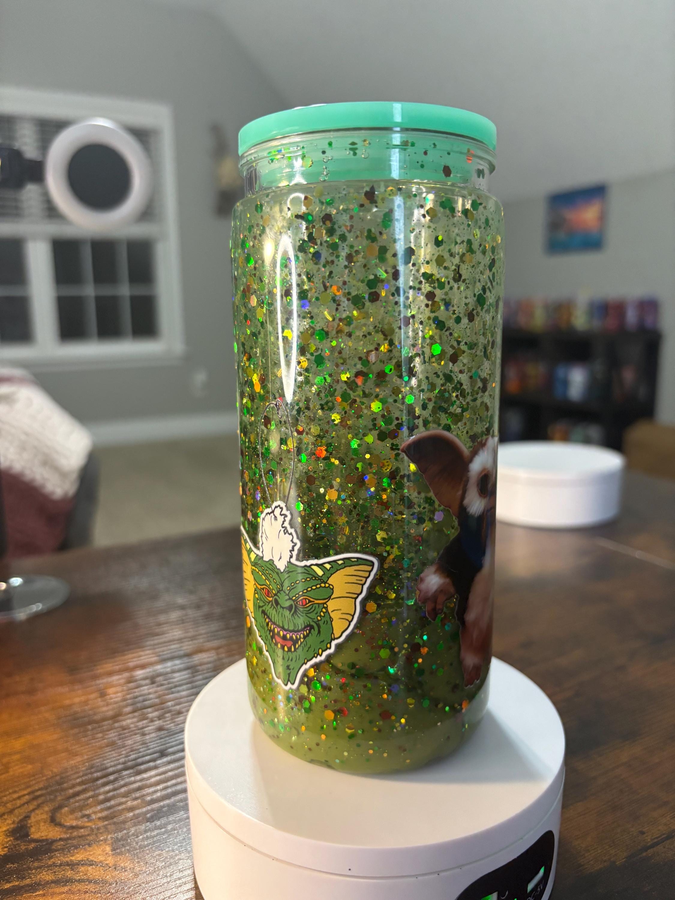 Gremlins Snow Globe Tumbler | 20oz Lava Handmade Movie Fan Cup | Horror Comedy Gift