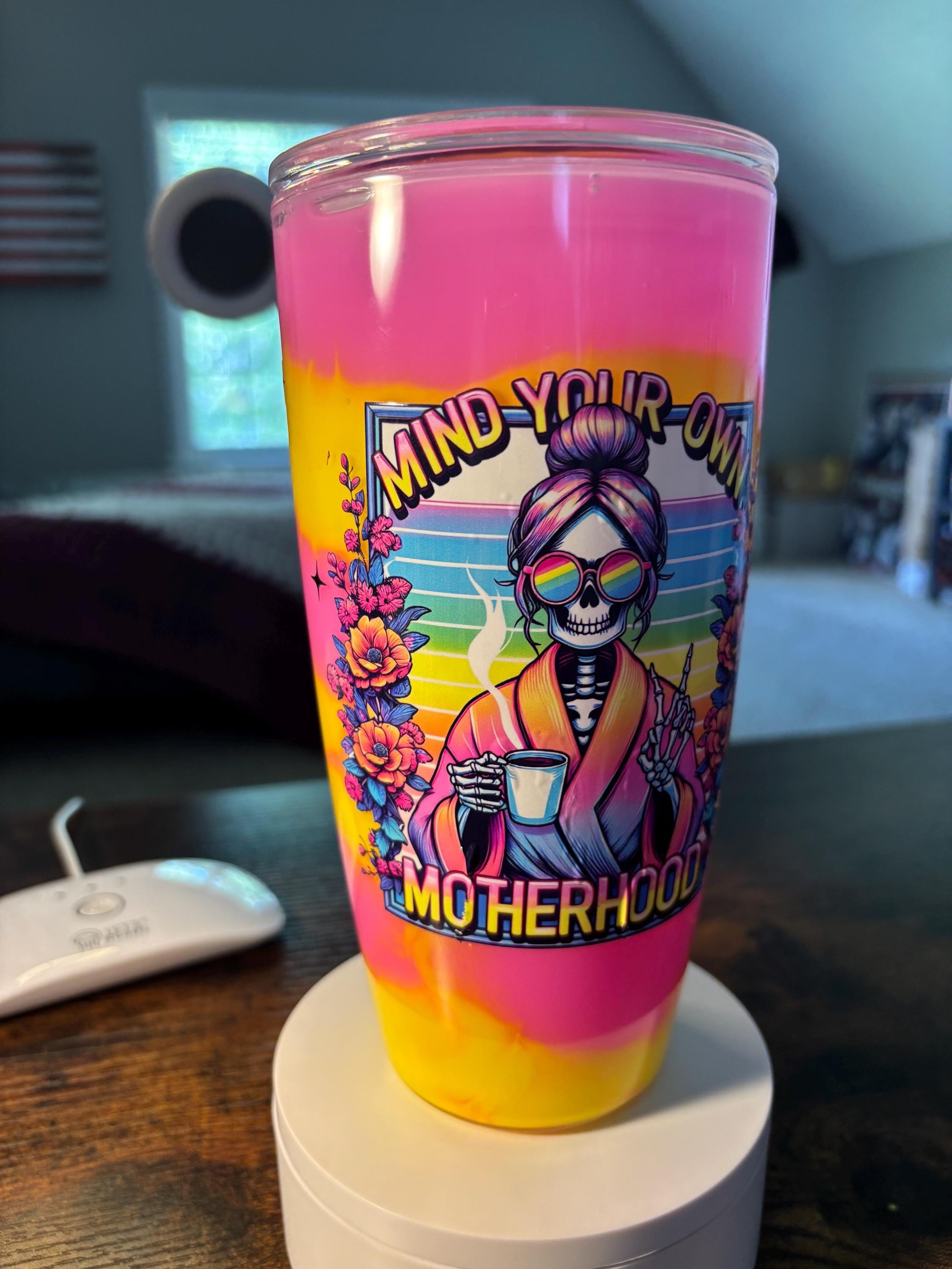 Skeleton Motherhood Snow Globe Tumbler | 24oz Fat Milkshake Cup
