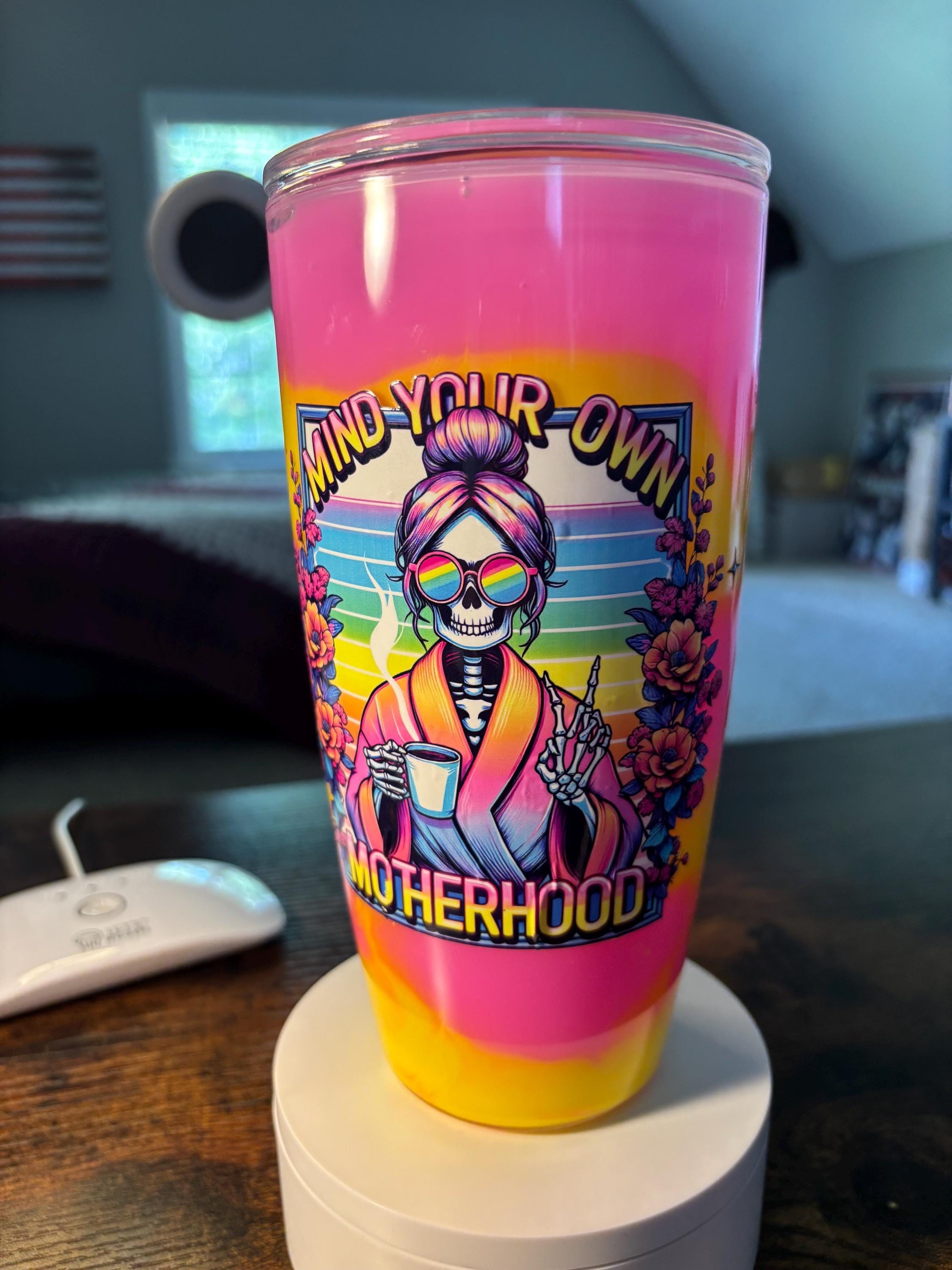 Skeleton Motherhood Snow Globe Tumbler | 24oz Fat Milkshake Cup
