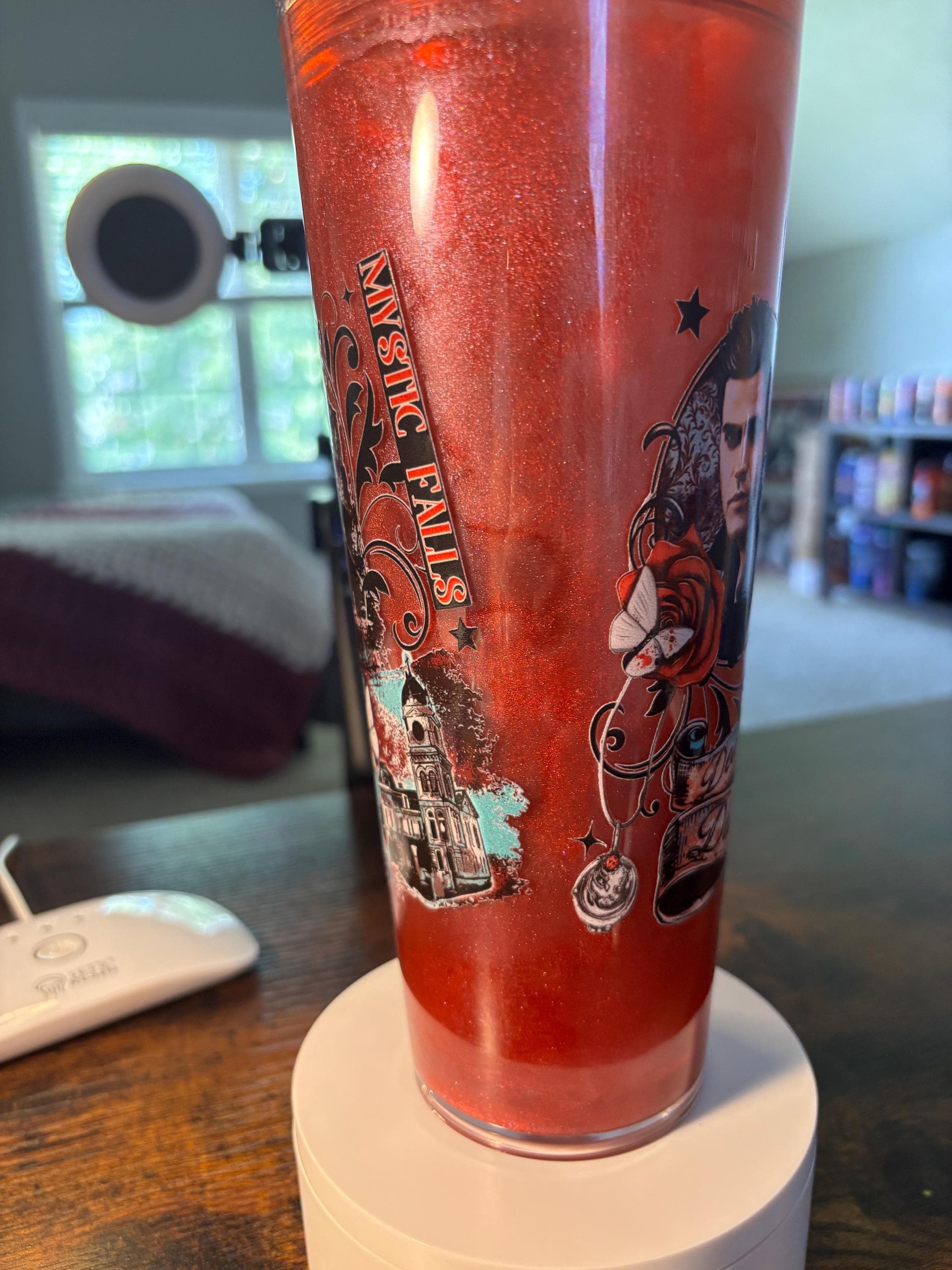Vampire Diaries Cateye Snow Globe Tumbler | 24oz Handmade Fandom Cup | Gothic Gift