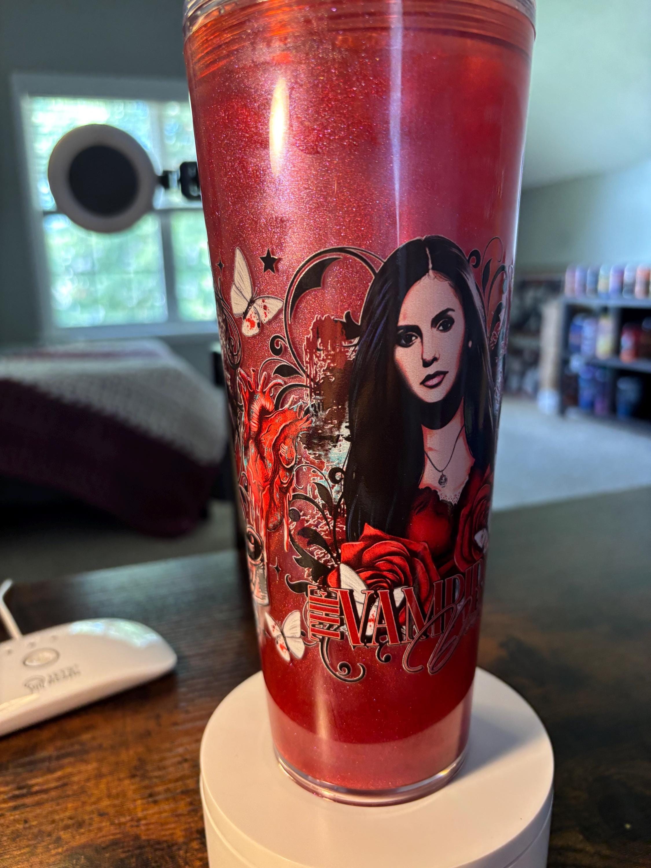 Vampire Diaries Cateye Snow Globe Tumbler | 24oz Handmade Fandom Cup | Gothic Gift
