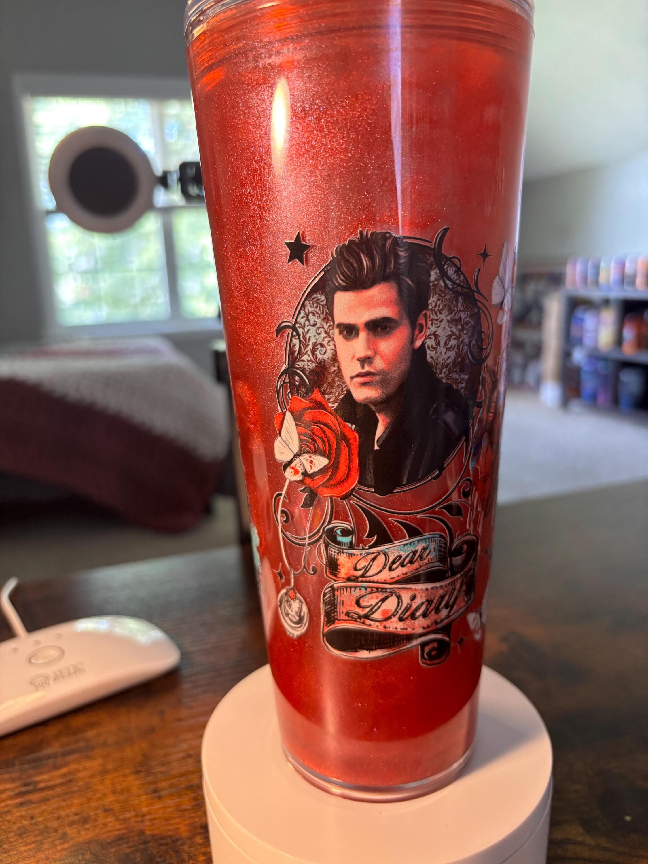 Vampire Diaries Cateye Snow Globe Tumbler | 24oz Handmade Fandom Cup | Gothic Gift