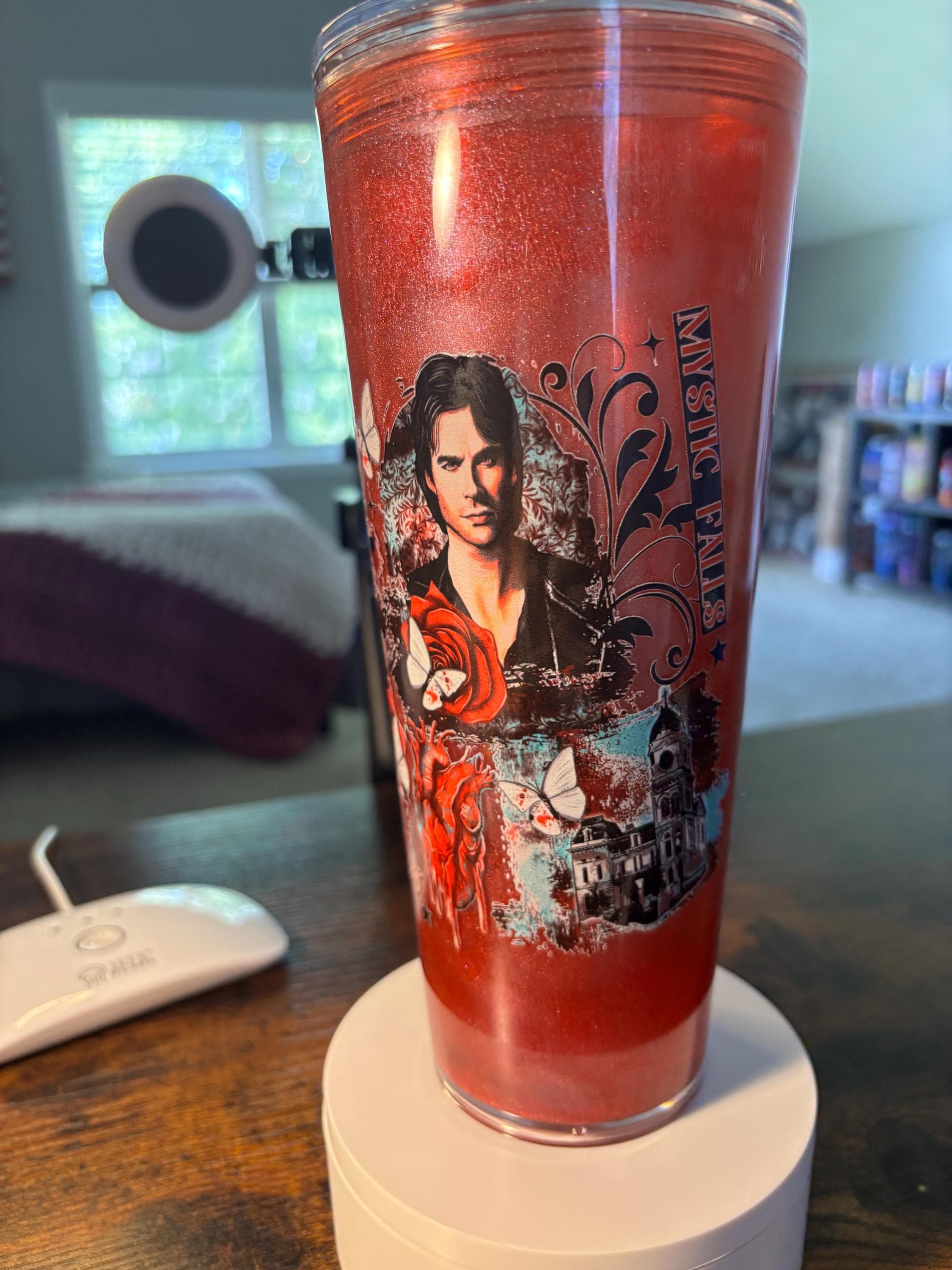 Vampire Diaries Cateye Snow Globe Tumbler | 24oz Handmade Fandom Cup | Gothic Gift
