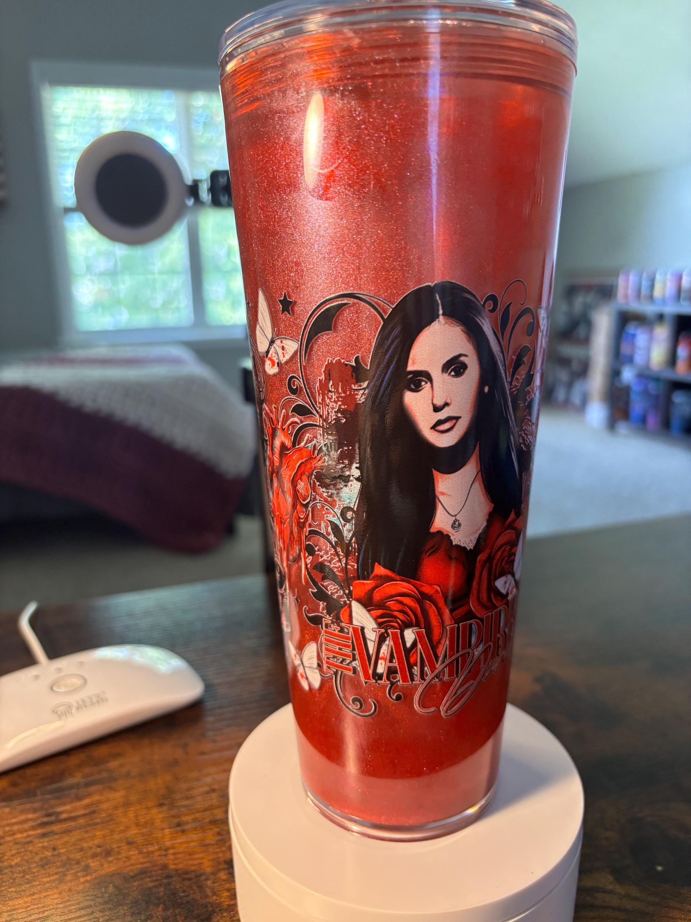 Vampire Diaries Cateye Snow Globe Tumbler | 24oz Handmade Fandom Cup | Gothic Gift