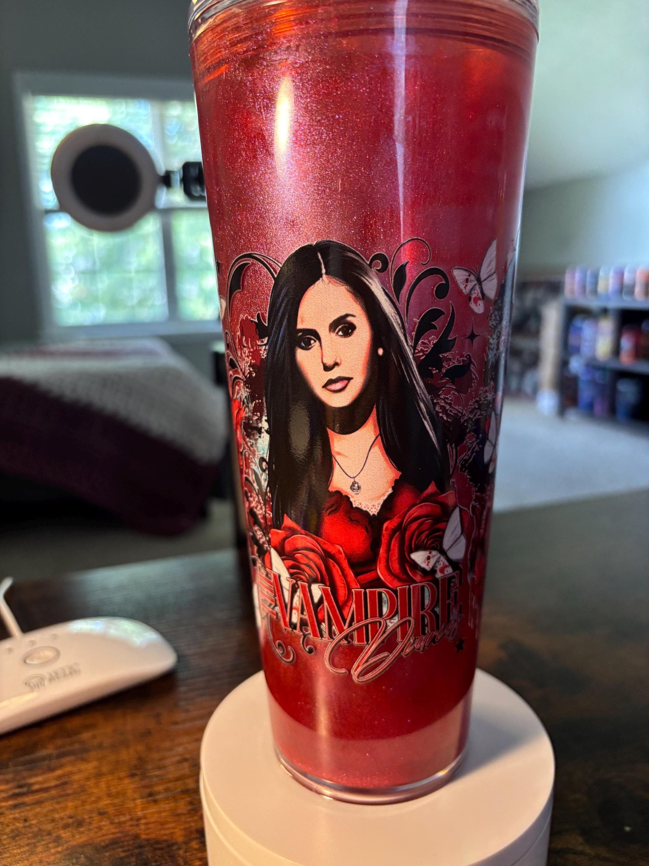 Vampire Diaries Cateye Snow Globe Tumbler | 24oz Handmade Fandom Cup | Gothic Gift