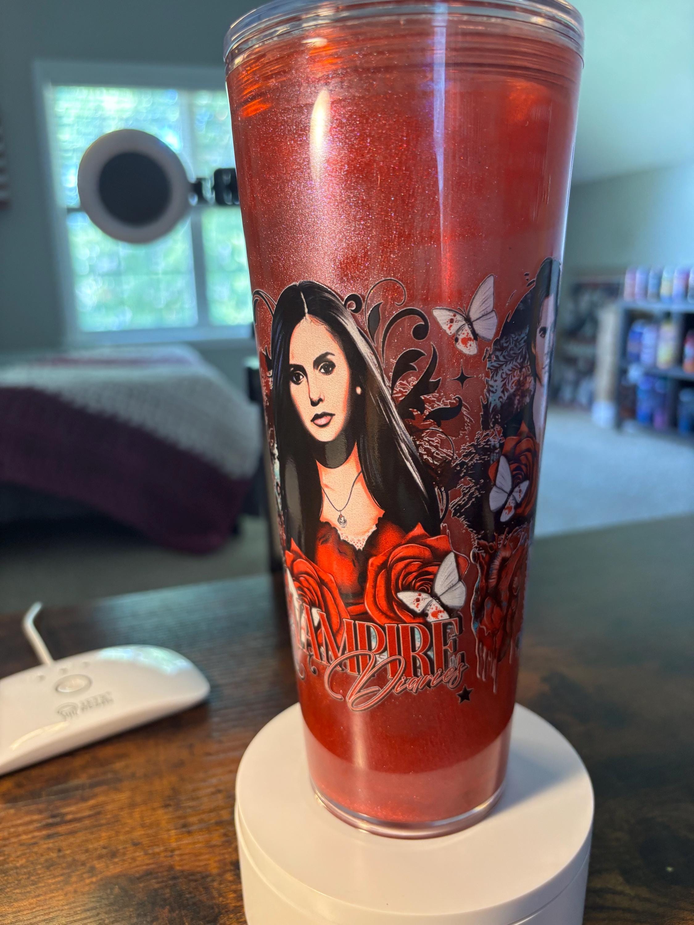Vampire Diaries Cateye Snow Globe Tumbler | 24oz Handmade Fandom Cup | Gothic Gift