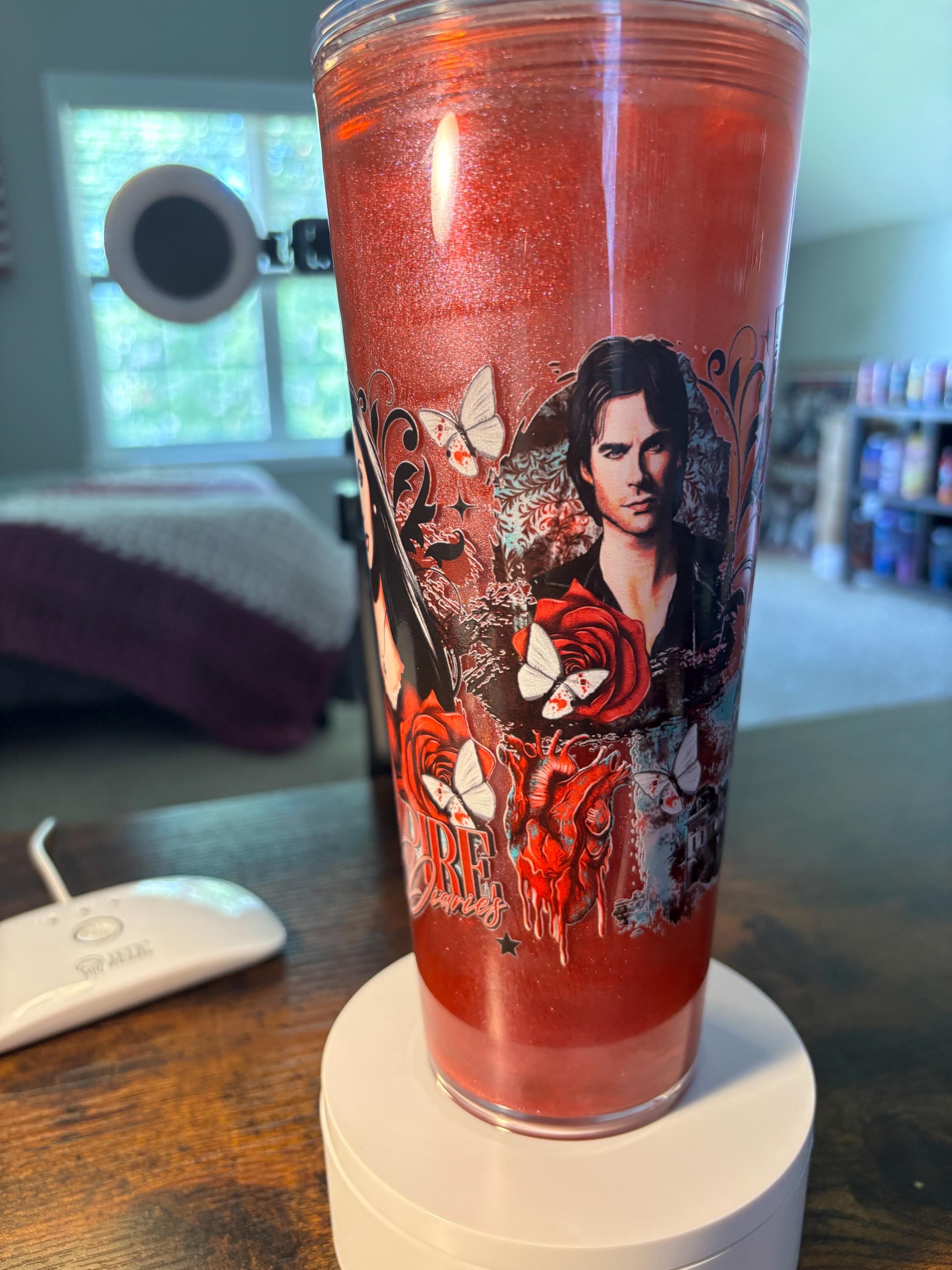 Vampire Diaries Cateye Snow Globe Tumbler | 24oz Handmade Fandom Cup | Gothic Gift