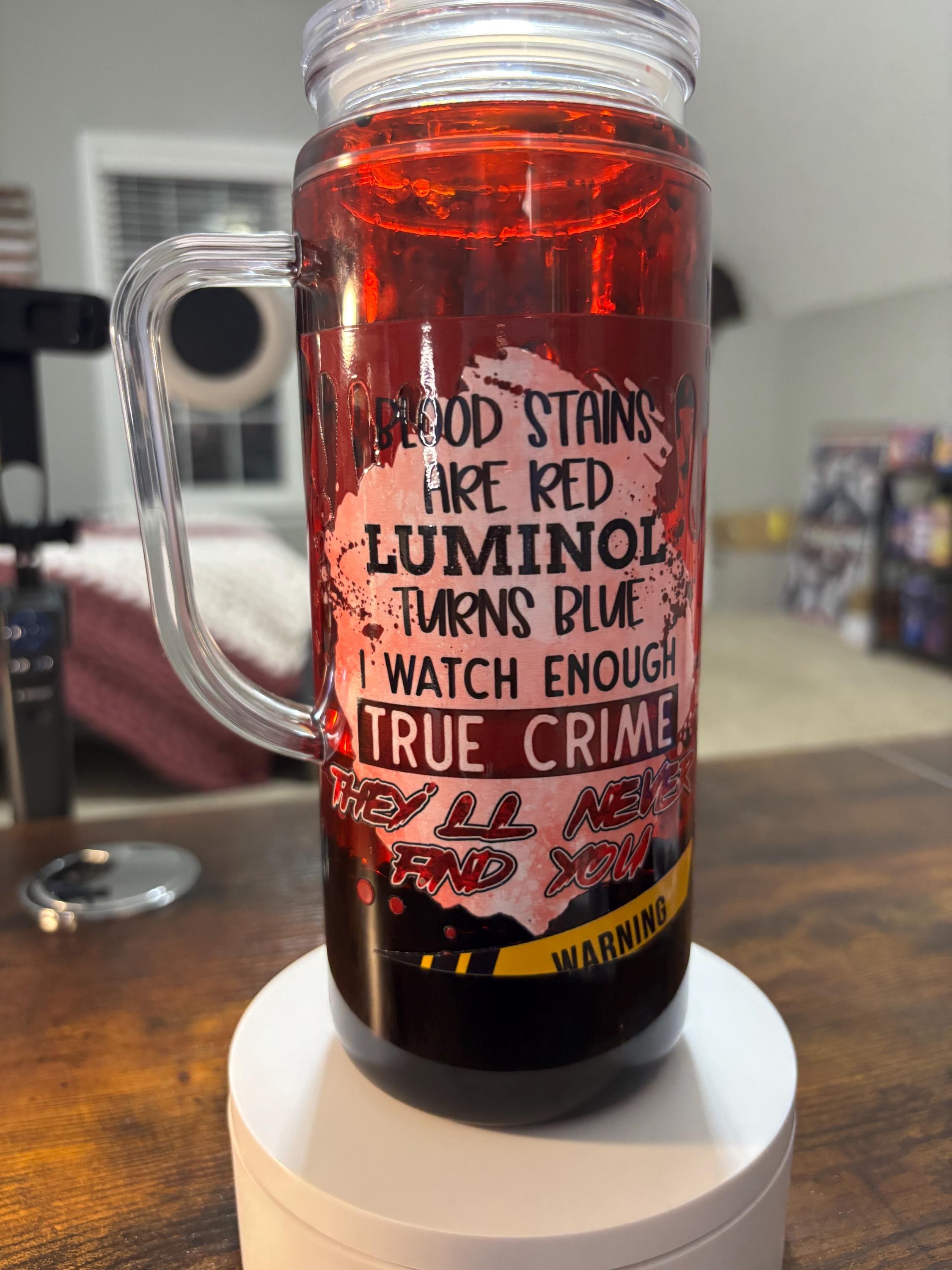 Crime Shows Snow Globe Tumbler | 20oz Handmade True Crime Fan Cup | Podcast Lover Gift