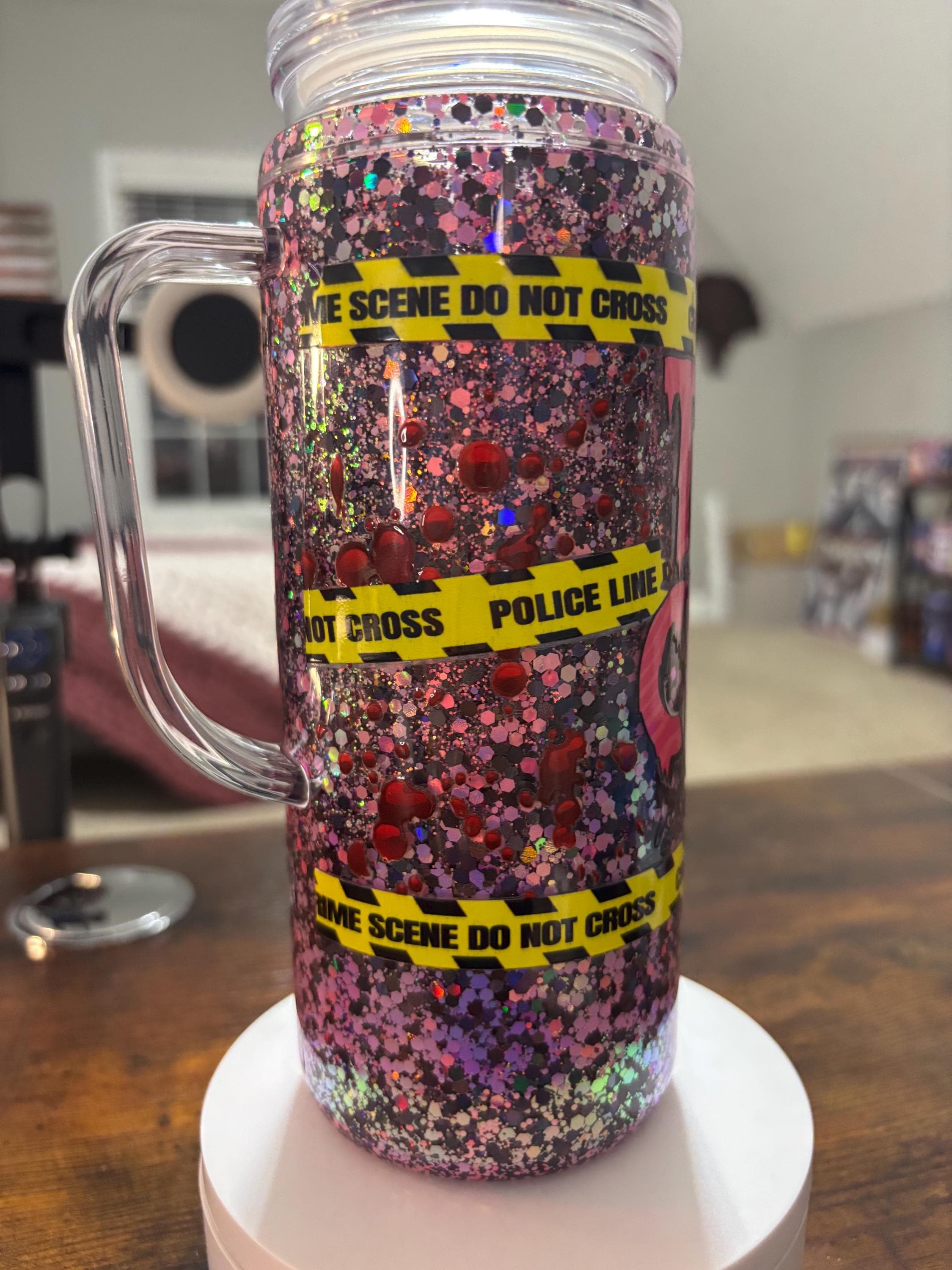 True Crime Glitter Snow Globe Tumbler | 20oz Podcast Fan Cup
