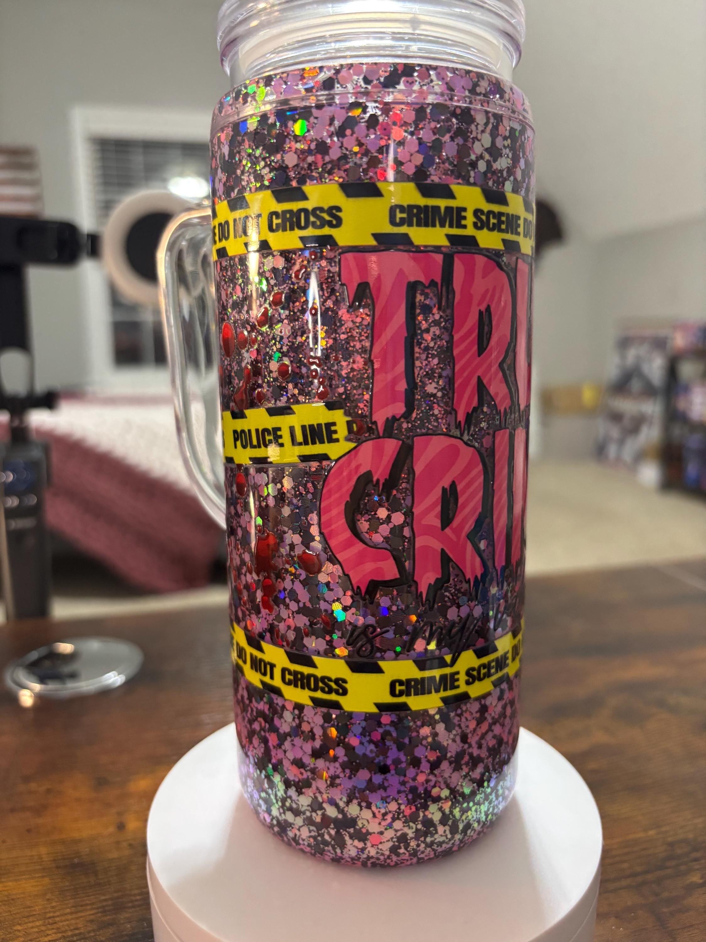 True Crime Glitter Snow Globe Tumbler | 20oz Podcast Fan Cup