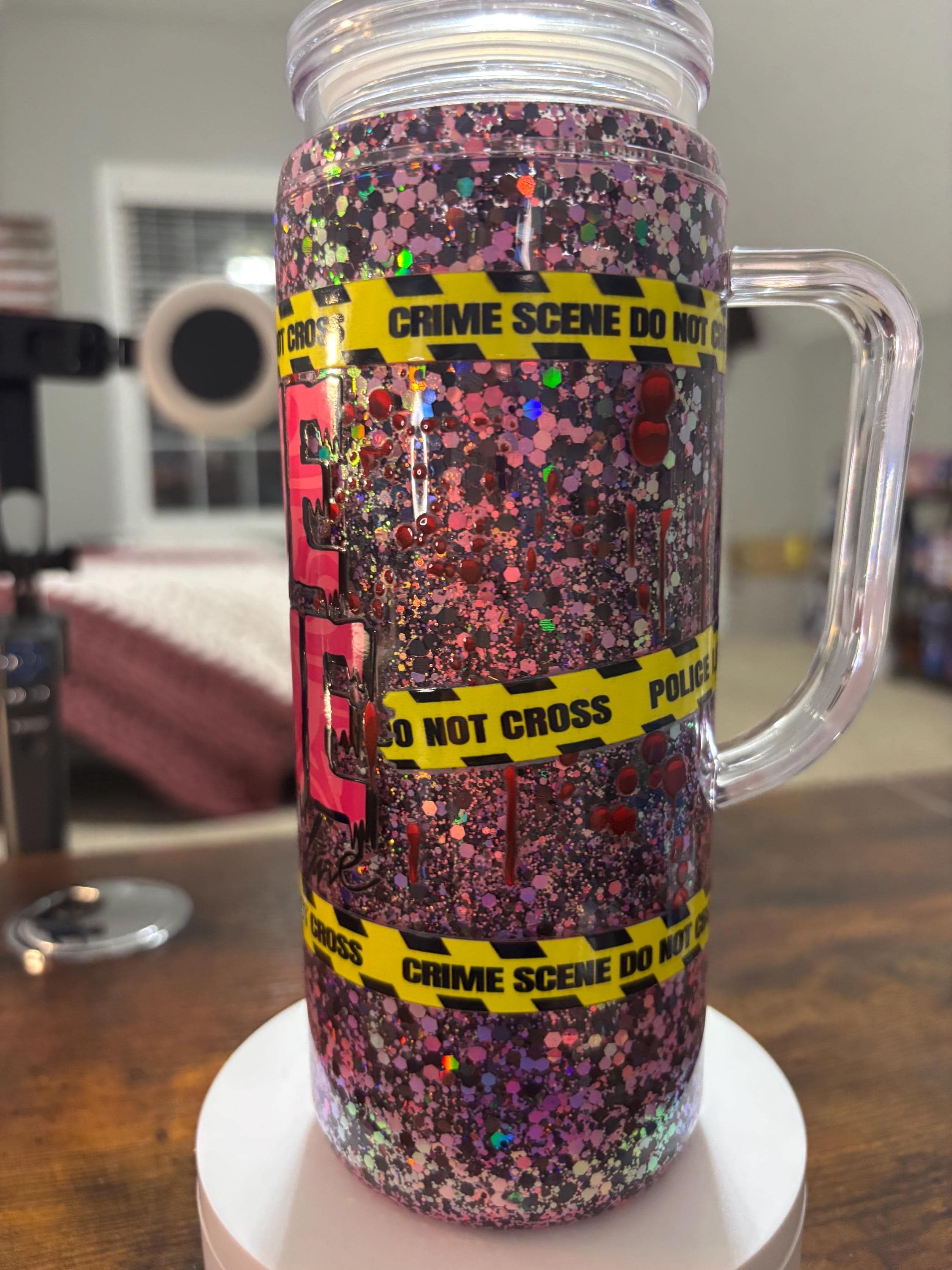 True Crime Glitter Snow Globe Tumbler | 20oz Podcast Fan Cup