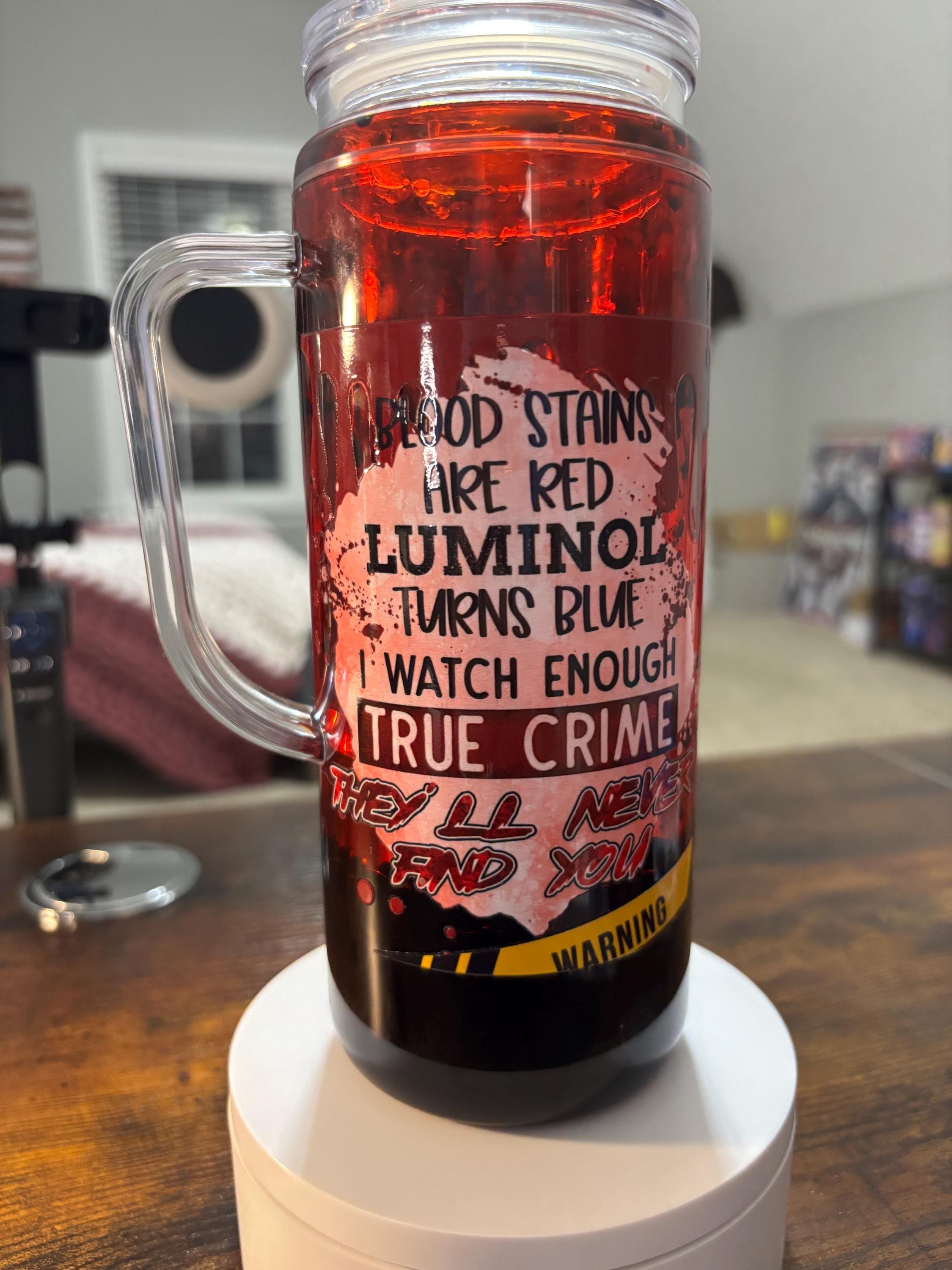 Crime Shows Snow Globe Tumbler | 20oz Handmade True Crime Fan Cup | Podcast Lover Gift