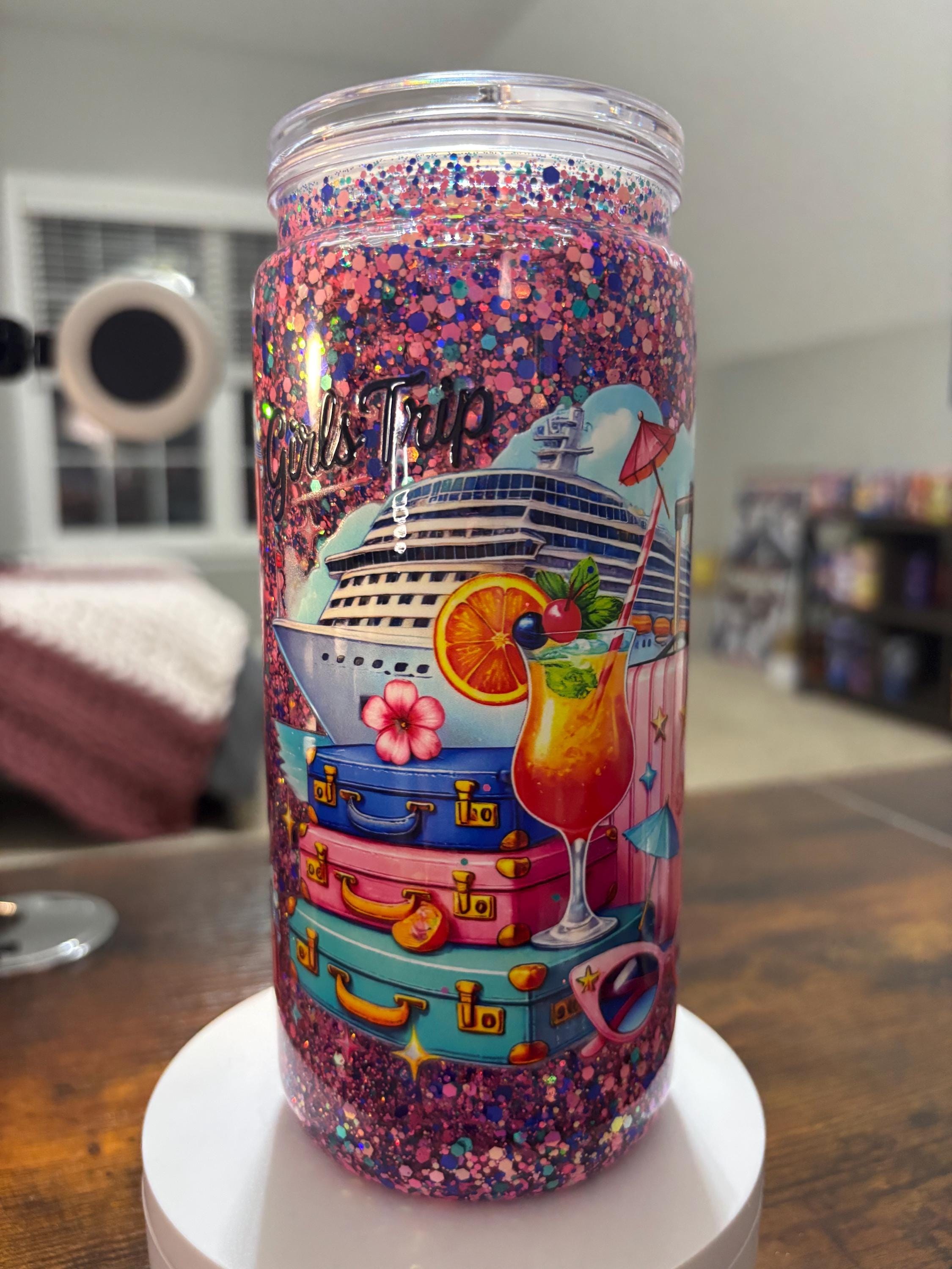 Cruise Girl Trip Snow Globe Tumbler | 20oz Handmade Vacation Bachelorette Cup