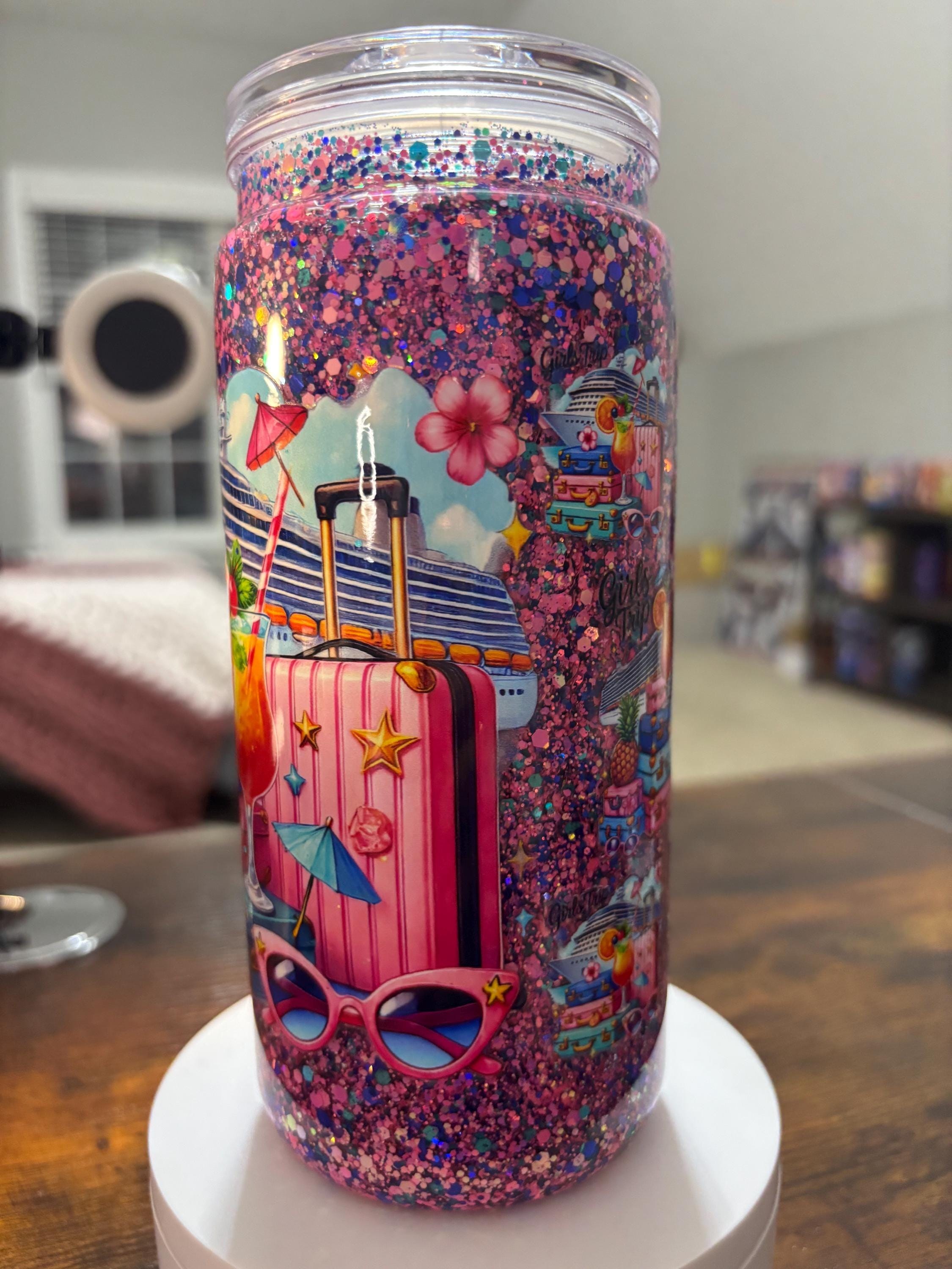 Cruise Girl Trip Snow Globe Tumbler | 20oz Handmade Vacation Bachelorette Cup