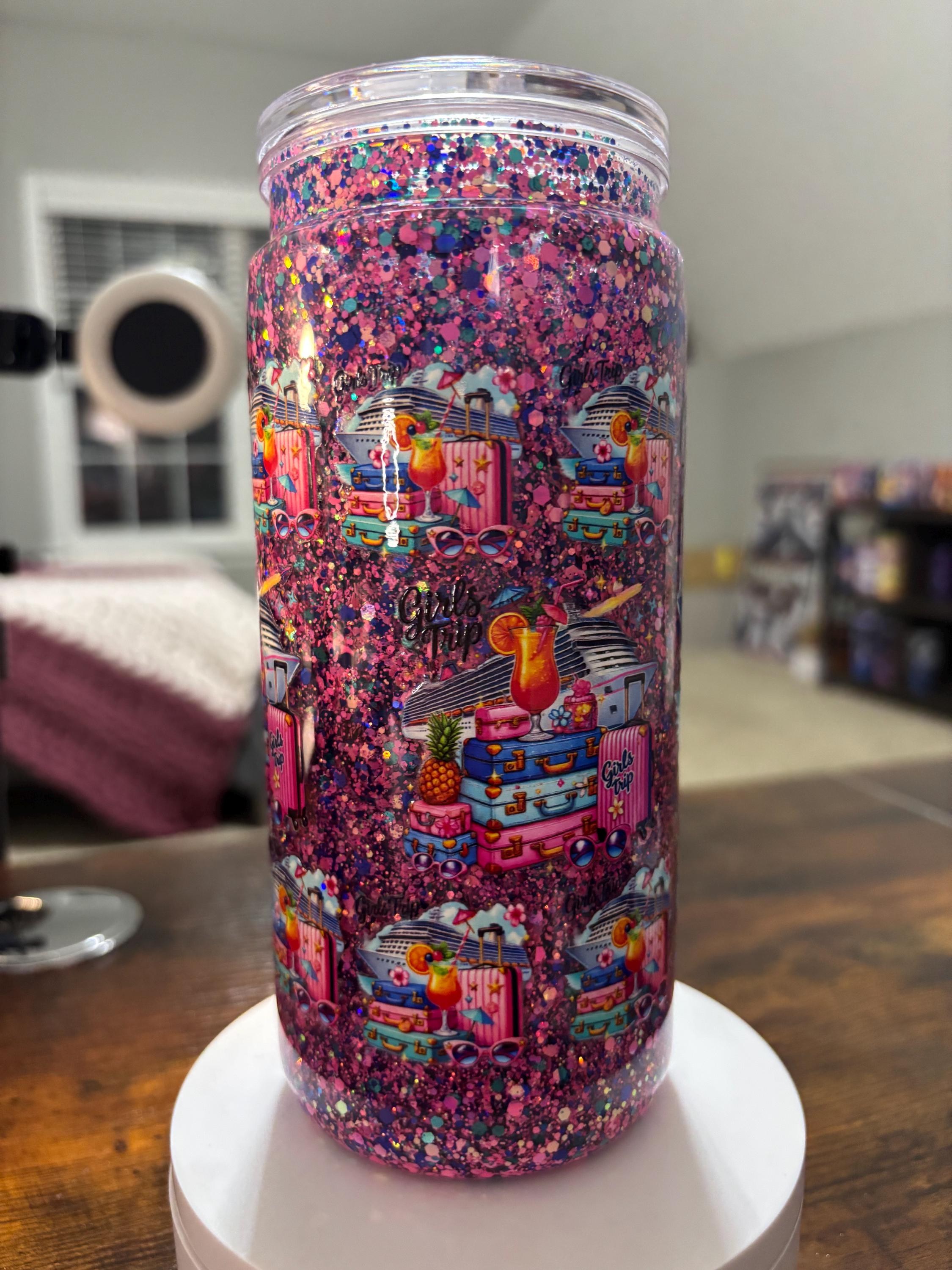 Cruise Girl Trip Snow Globe Tumbler | 20oz Handmade Vacation Bachelorette Cup