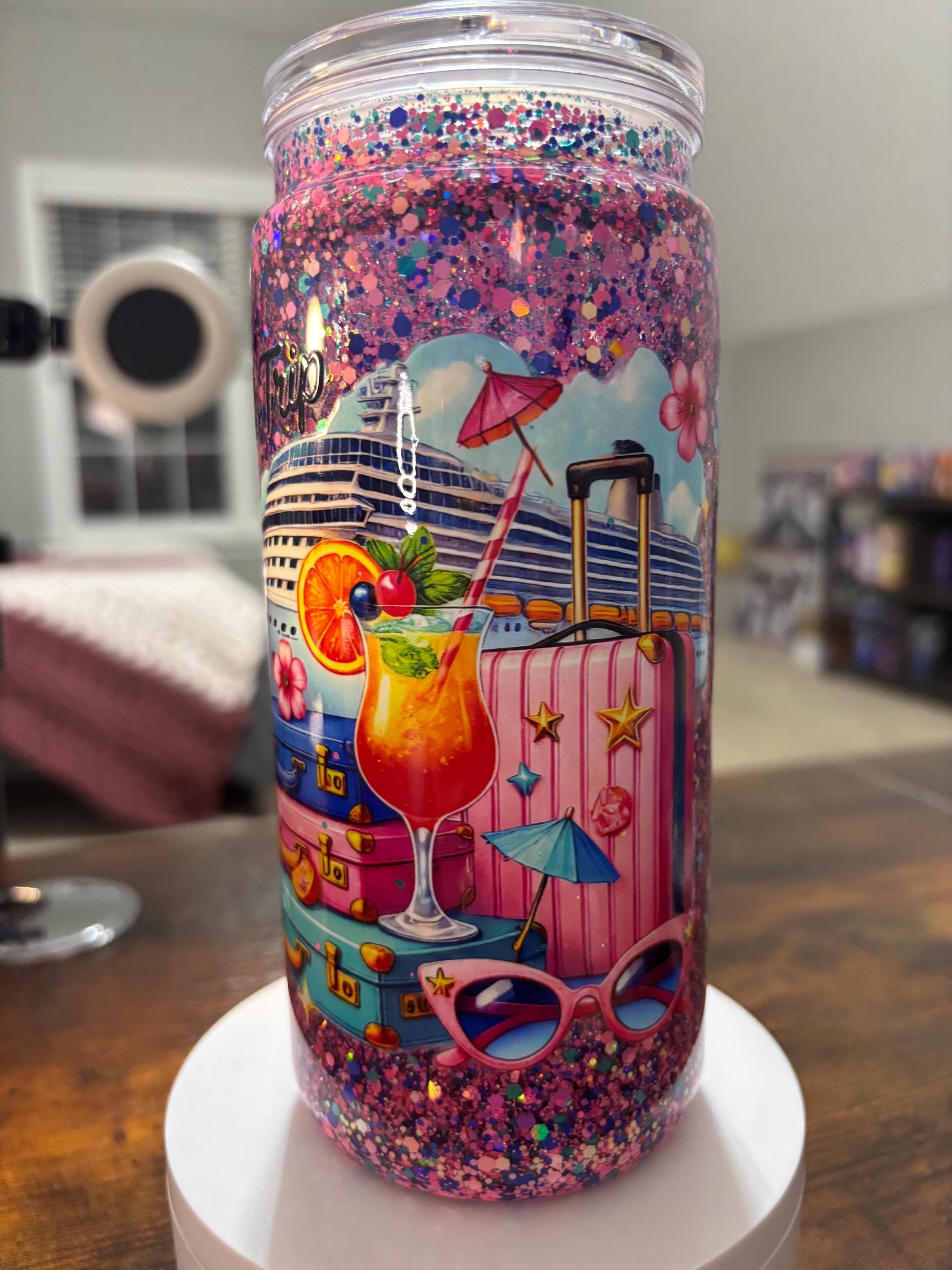 Cruise Girl Trip Snow Globe Tumbler | 20oz Handmade Vacation Bachelorette Cup