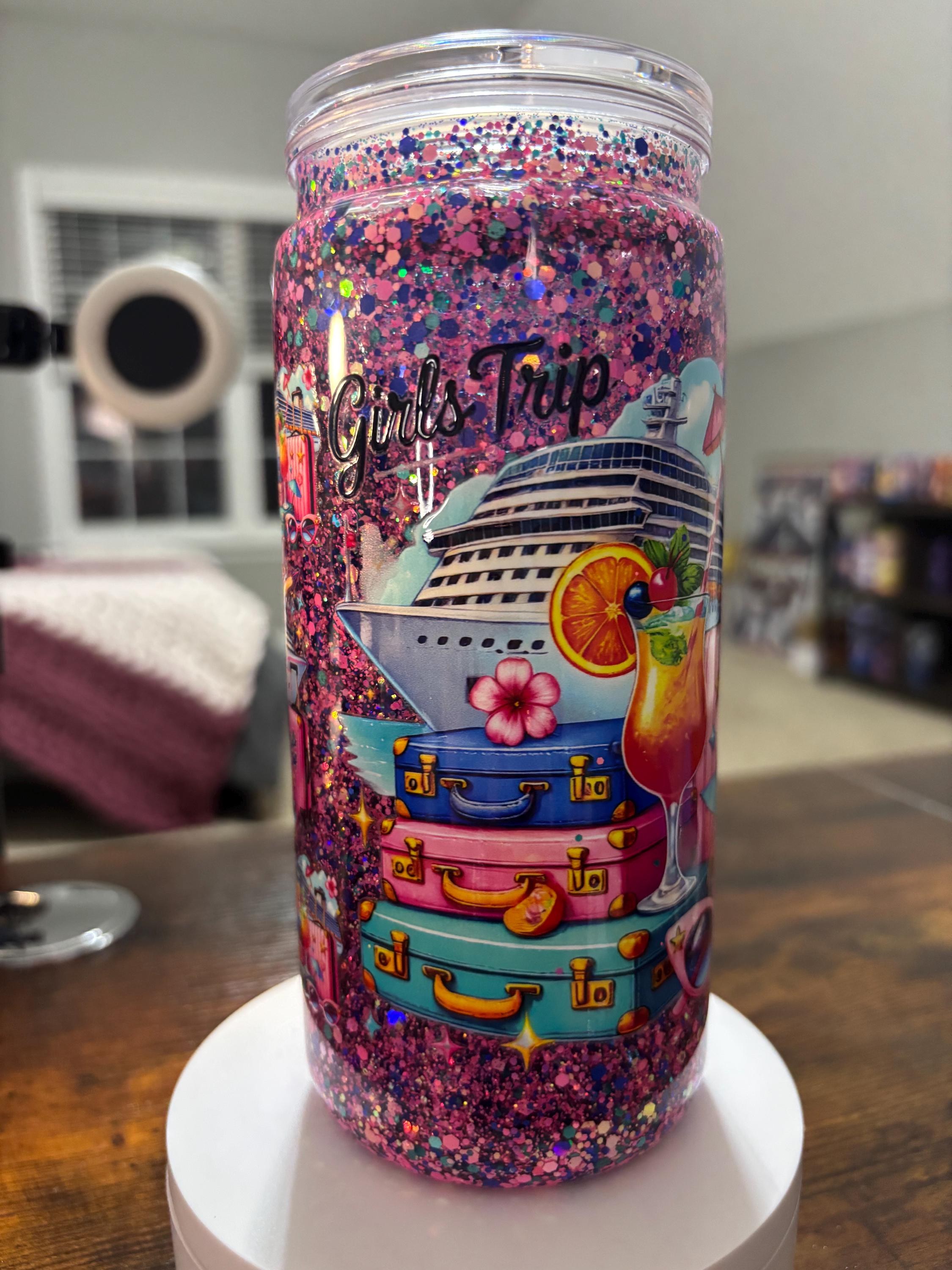 Cruise Girl Trip Snow Globe Tumbler | 20oz Handmade Vacation Bachelorette Cup