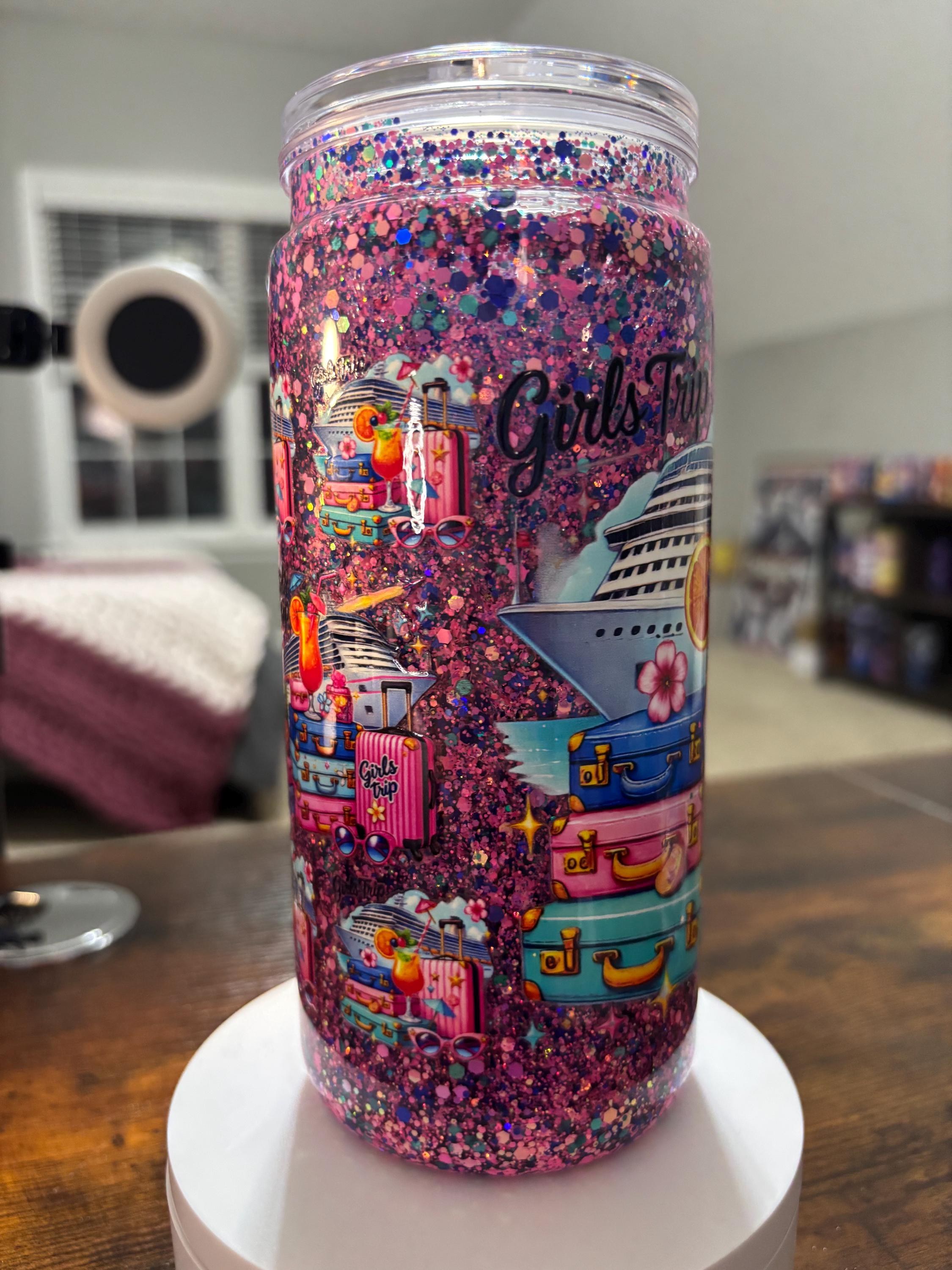 Cruise Girl Trip Snow Globe Tumbler | 20oz Handmade Vacation Bachelorette Cup