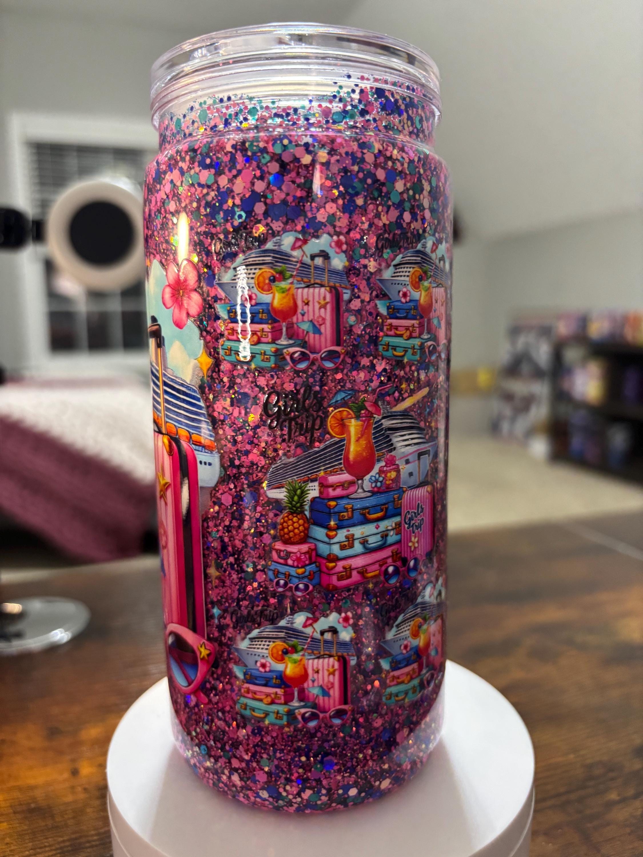 Cruise Girl Trip Snow Globe Tumbler | 20oz Handmade Vacation Bachelorette Cup