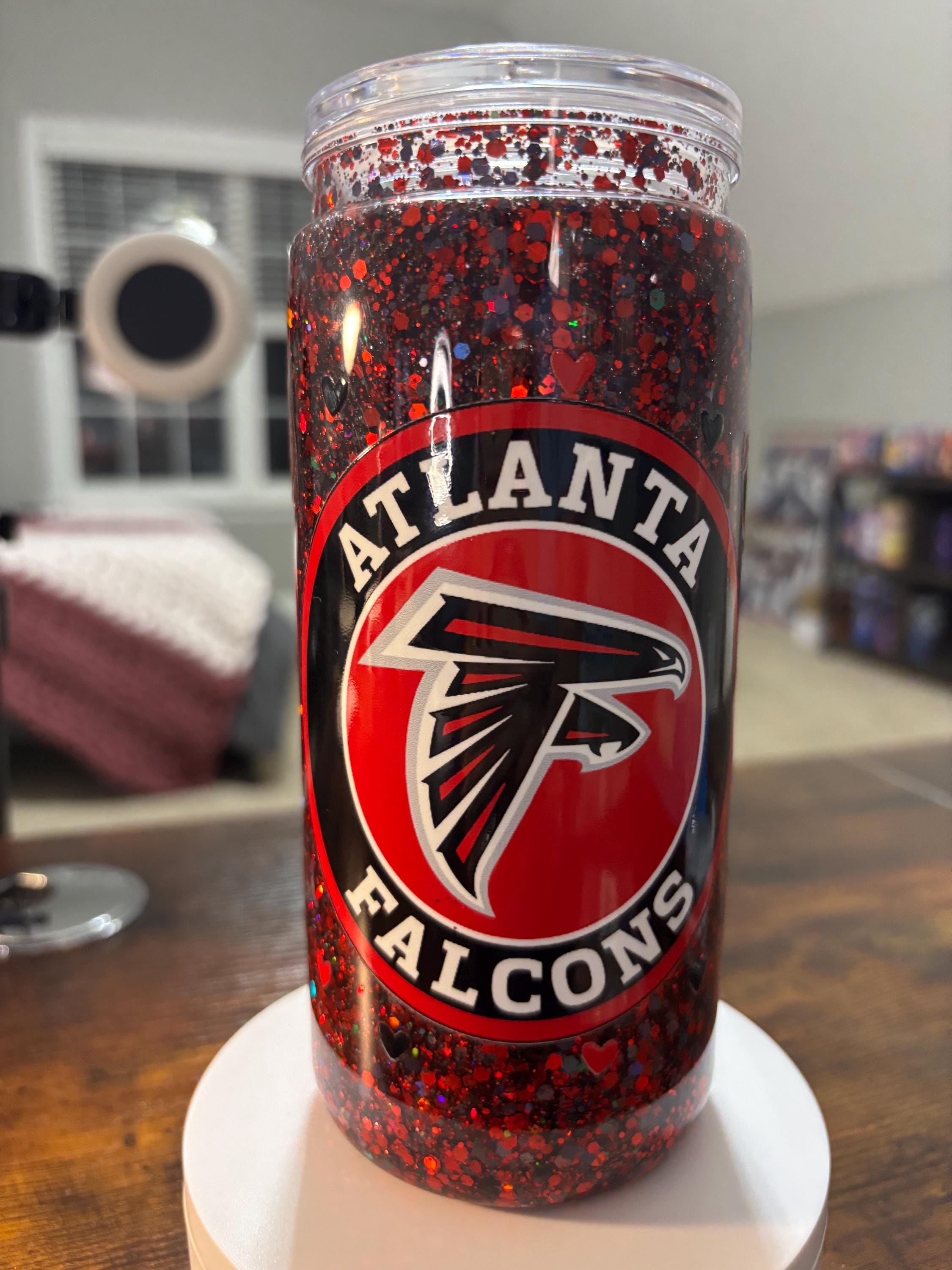 Atlanta Falcons Snow Globe Tumbler | Handmade 20oz Acrylic NFL Fan Cup | Football Gift