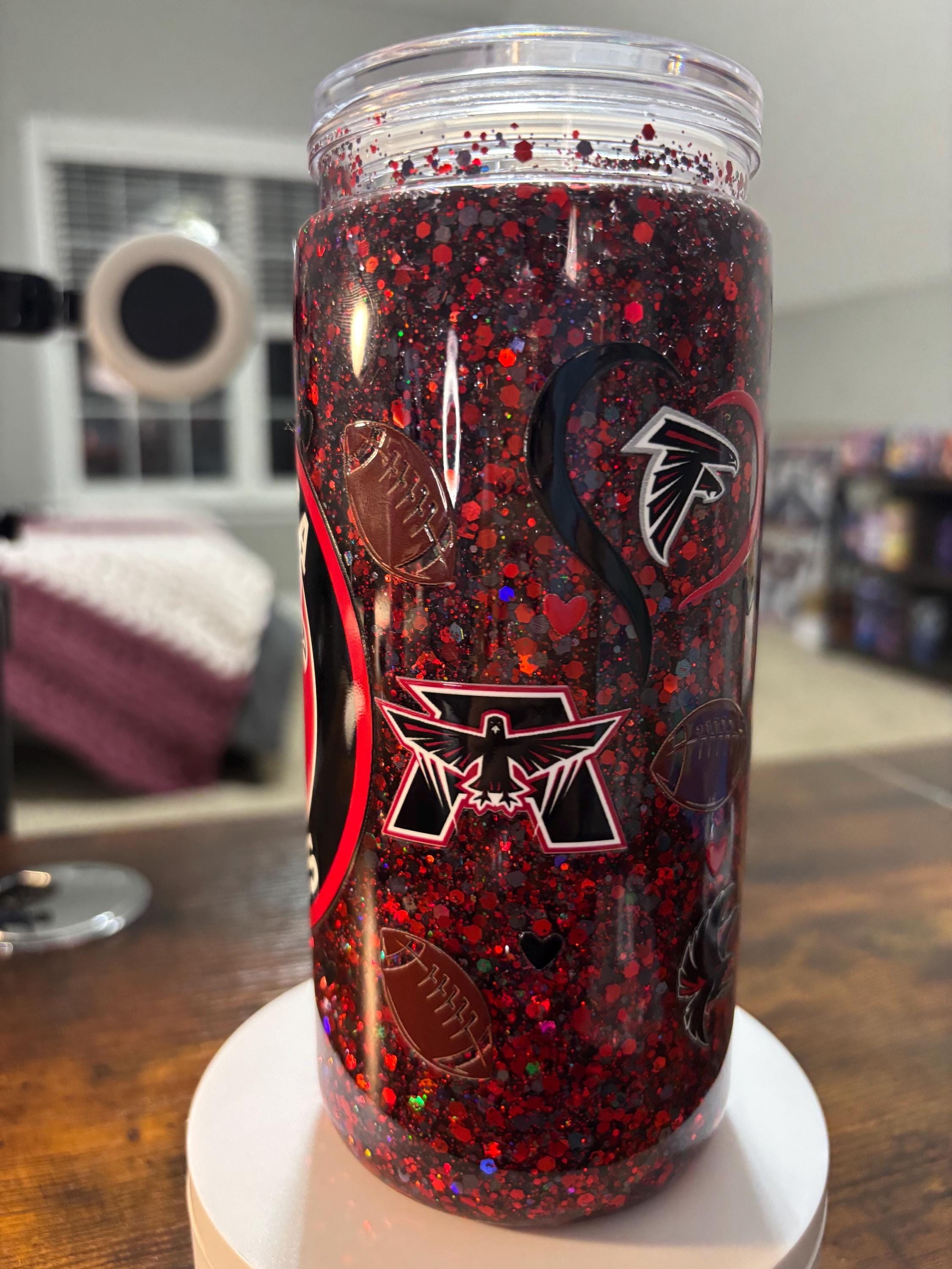 Atlanta Falcons Snow Globe Tumbler | Handmade 20oz Acrylic NFL Fan Cup | Football Gift