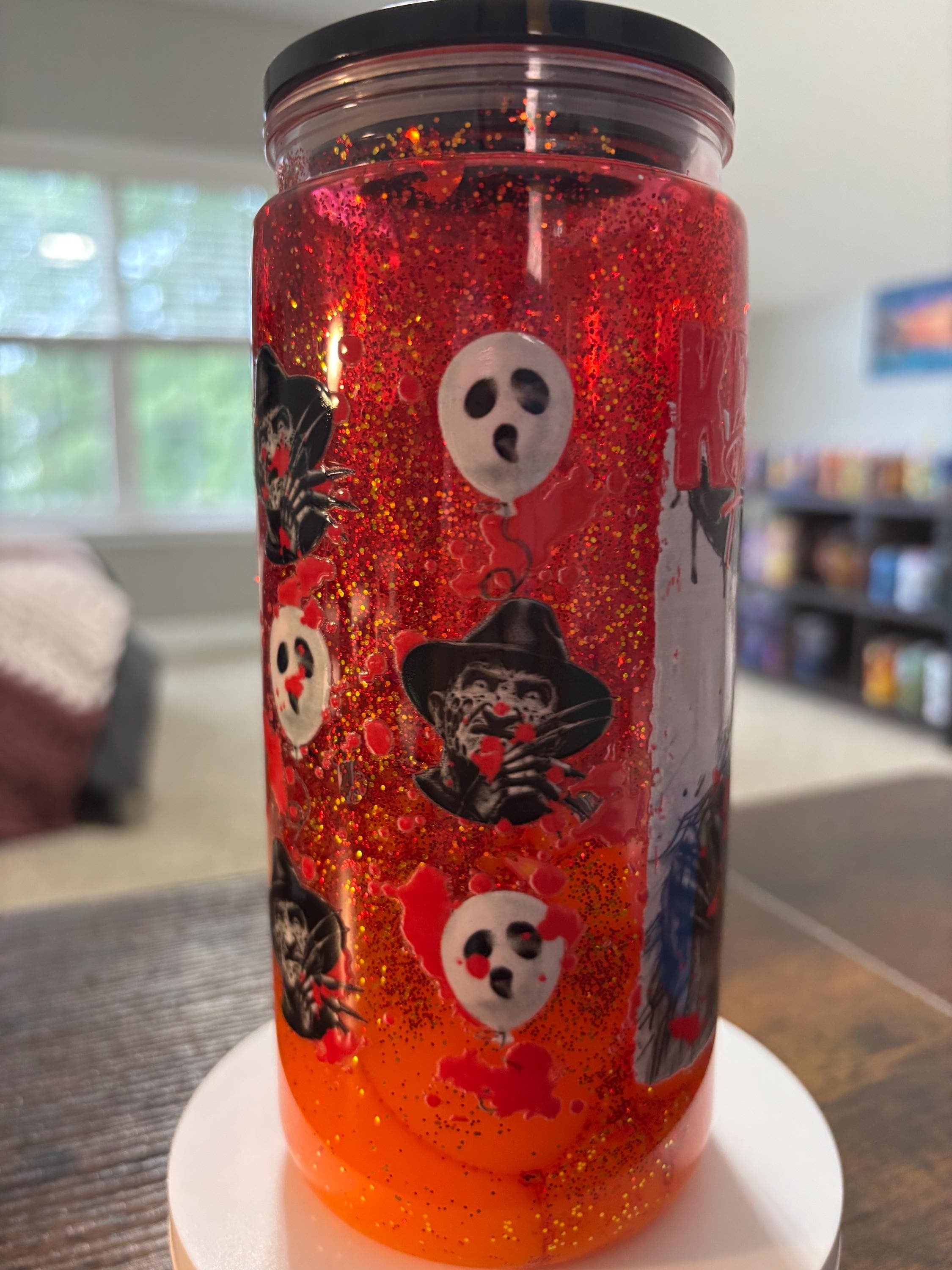 Freddy Krueger Snow Globe Tumbler | 20oz Lava Horror Cup | Slasher Halloween Fan Gift