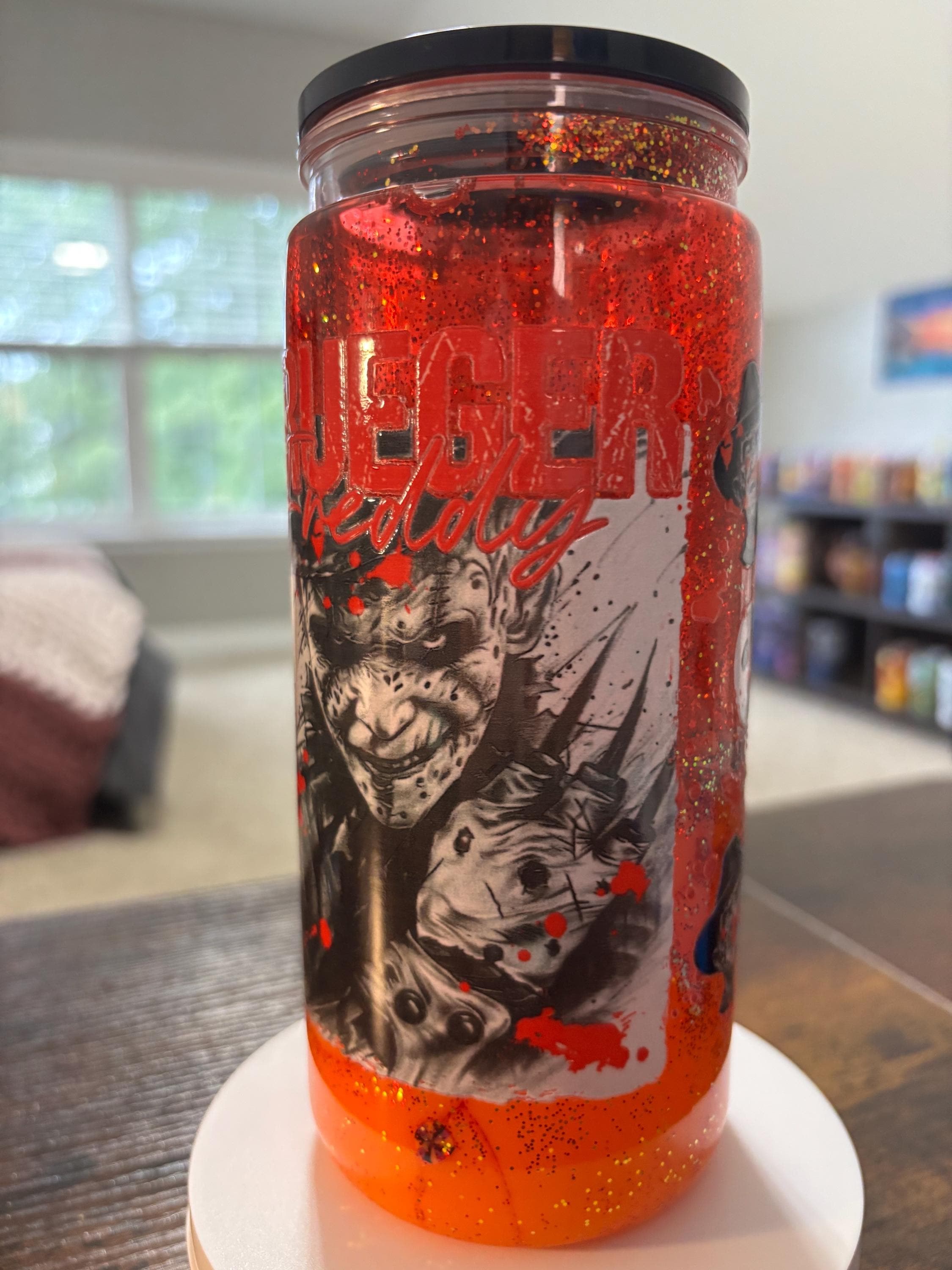 Freddy Krueger Snow Globe Tumbler | 20oz Lava Horror Cup | Slasher Halloween Fan Gift