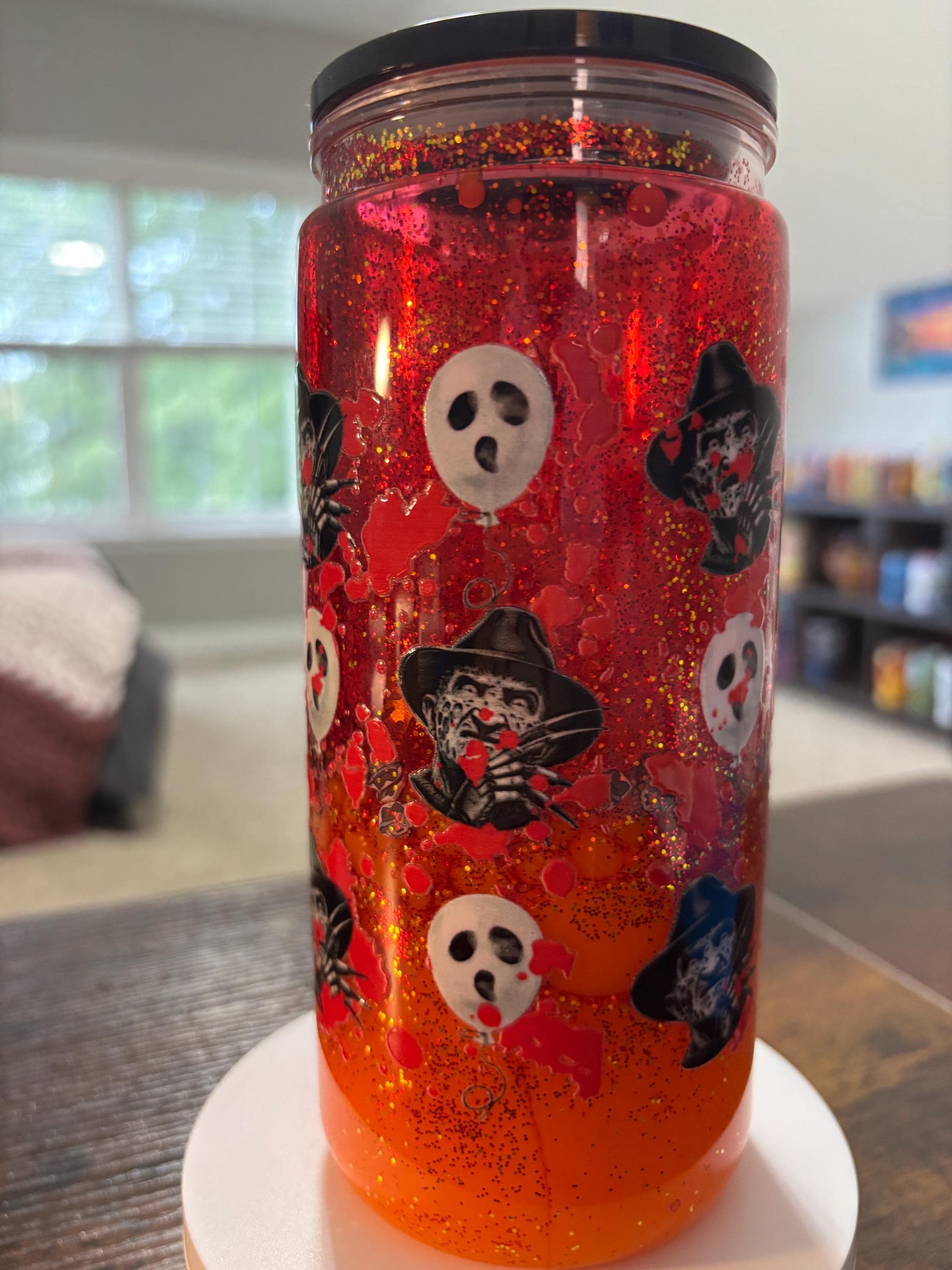 Freddy Krueger Snow Globe Tumbler | 20oz Lava Horror Cup | Slasher Halloween Fan Gift