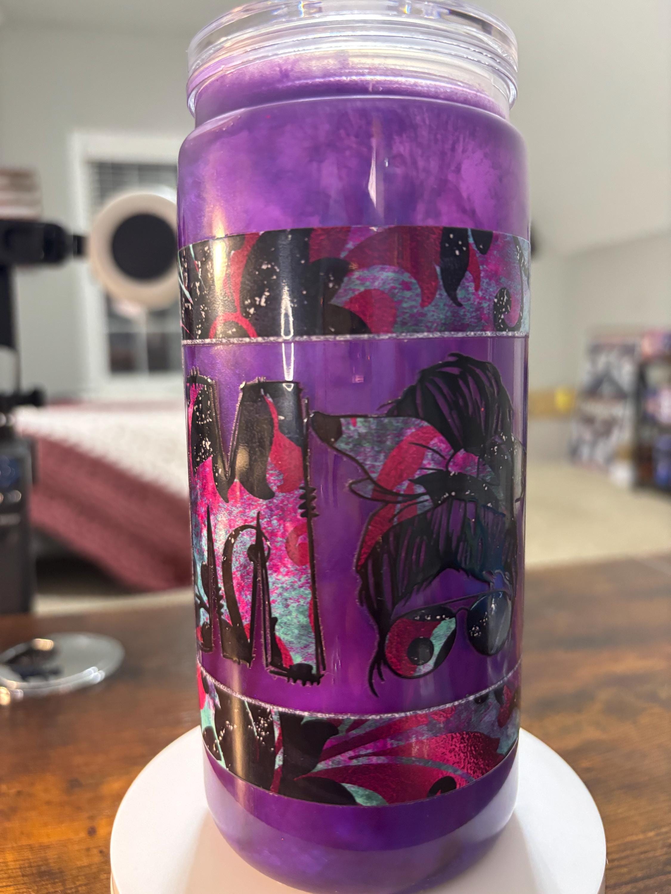 Artisan Scroll Mom Cateye Snow Globe Tumbler | 20oz Handmade Boho Mom Cup