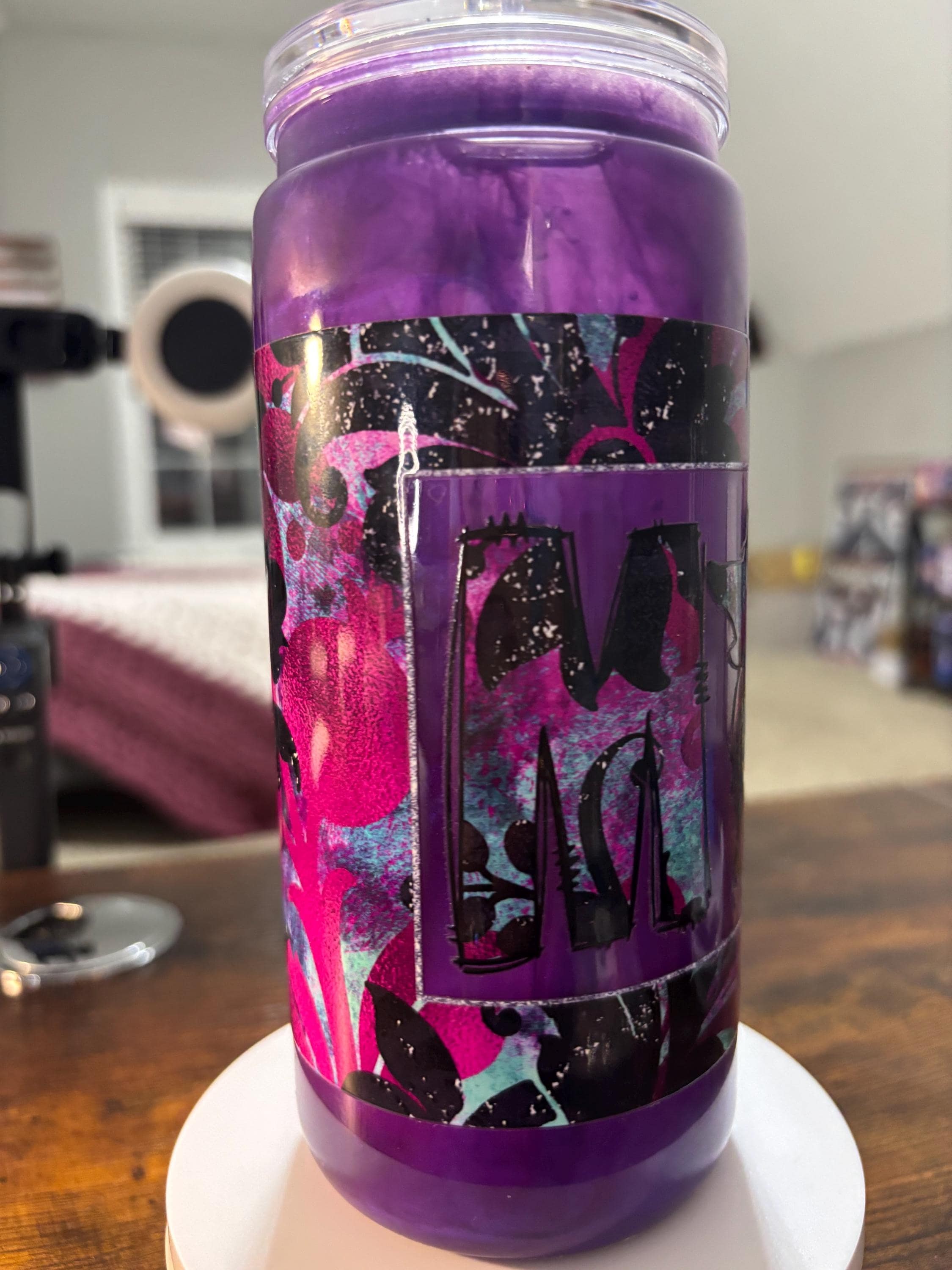 Artisan Scroll Mom Cateye Snow Globe Tumbler | 20oz Handmade Boho Mom Cup