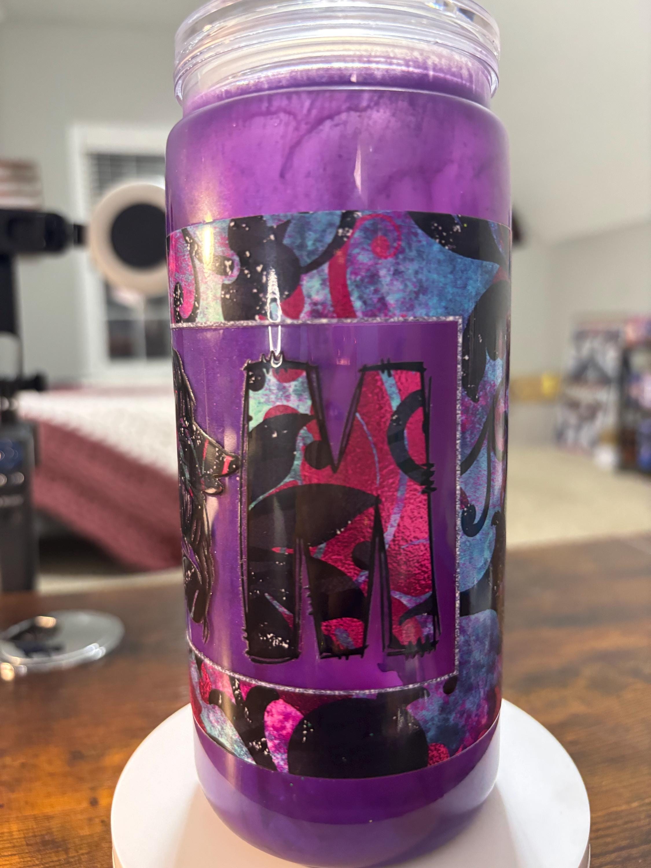 Artisan Scroll Mom Cateye Snow Globe Tumbler | 20oz Handmade Boho Mom Cup