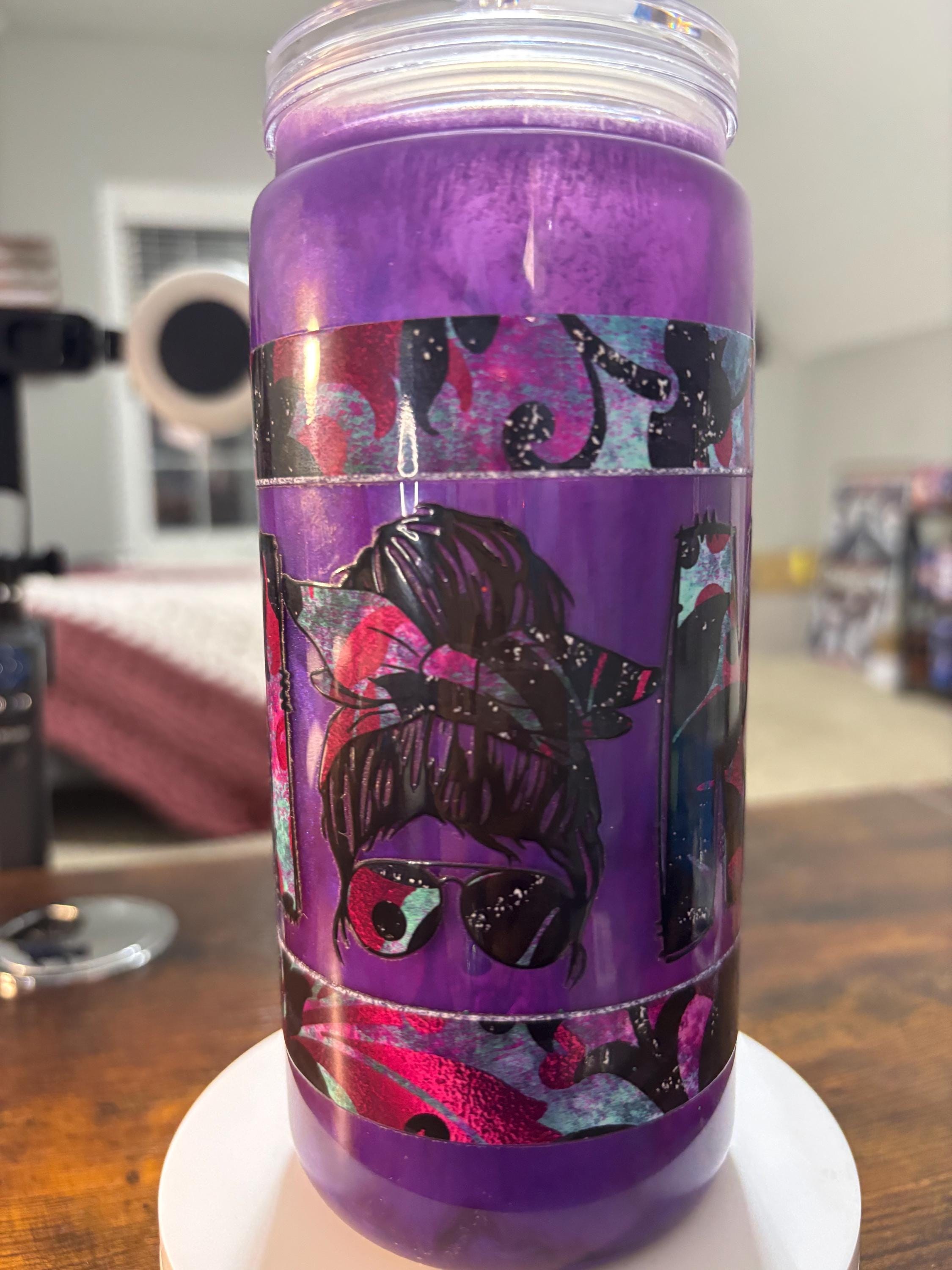 Artisan Scroll Mom Cateye Snow Globe Tumbler | 20oz Handmade Boho Mom Cup