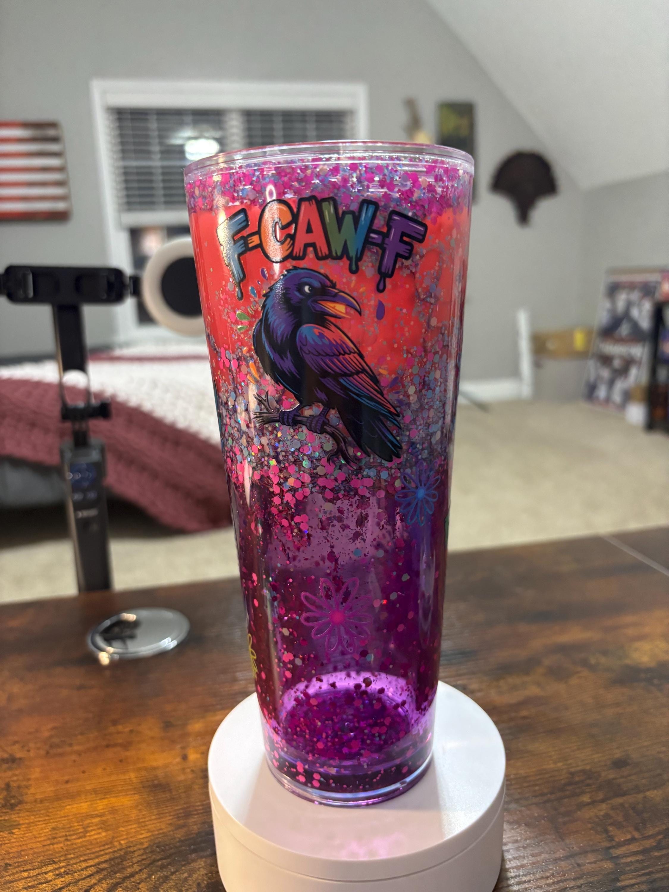 F-CAW-F Chicken Snow Globe Tumbler | Handmade Lava Cup | Funny Farmhouse Gift