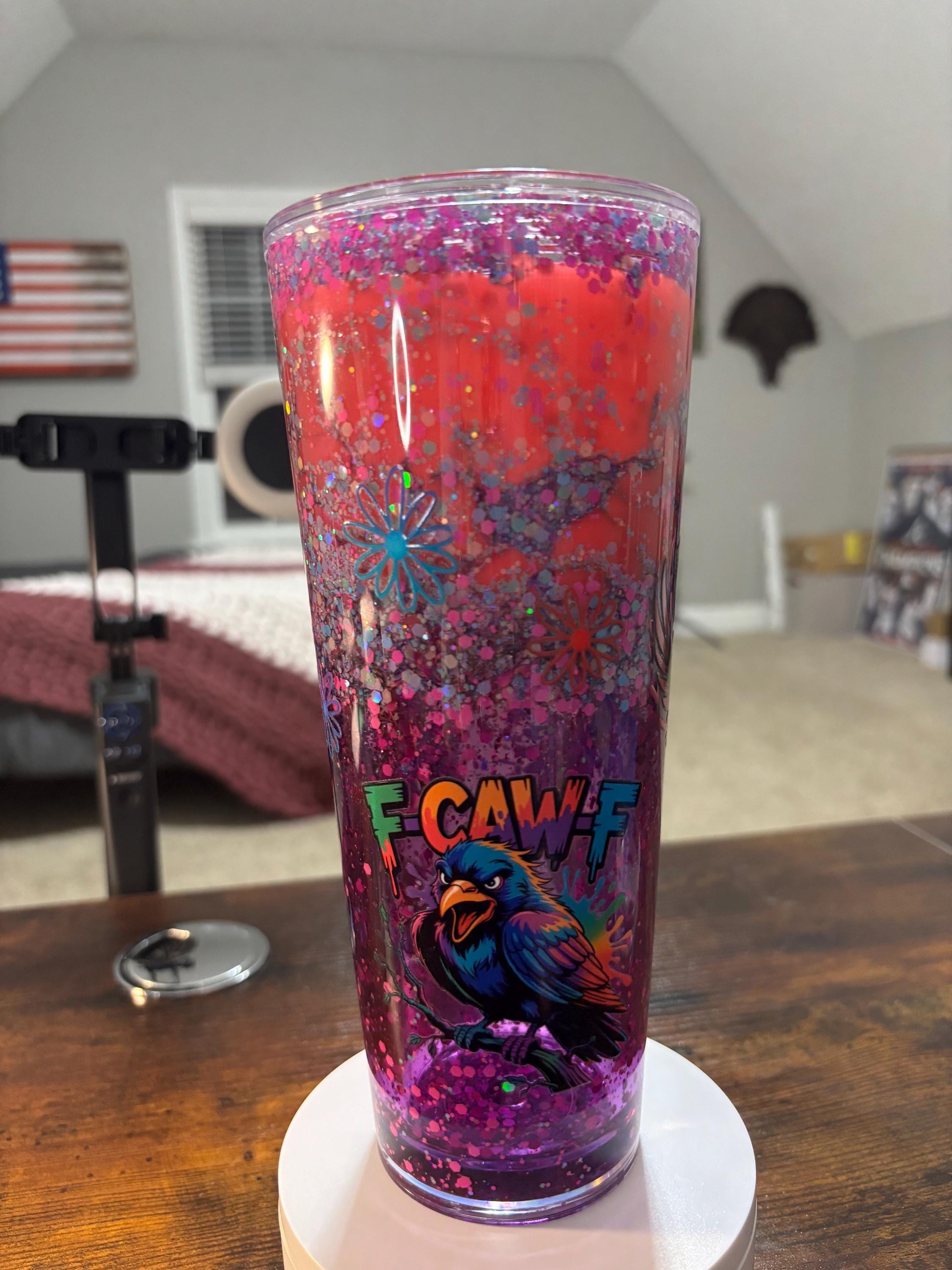 F-CAW-F Chicken Snow Globe Tumbler | Handmade Lava Cup | Funny Farmhouse Gift