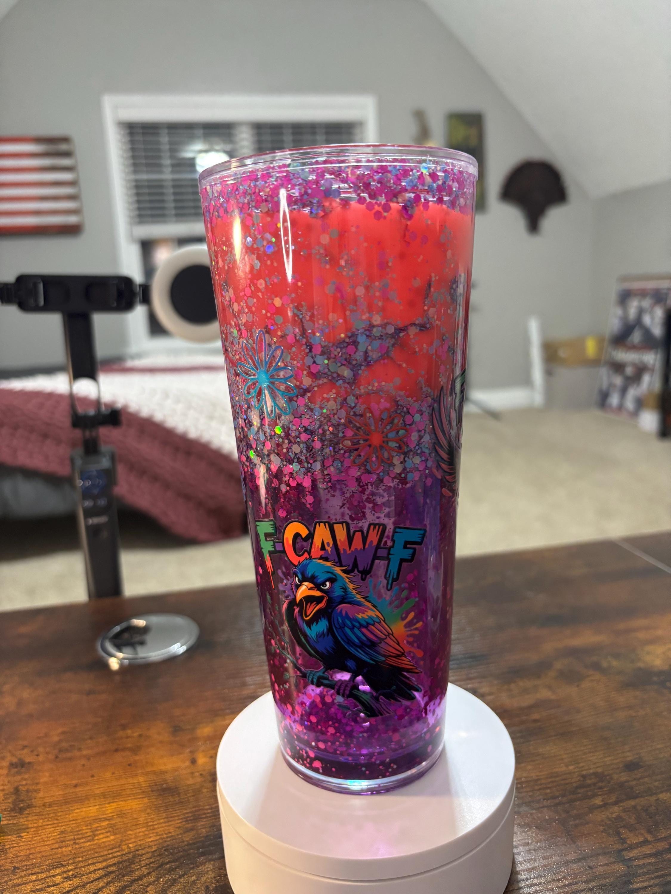 F-CAW-F Chicken Snow Globe Tumbler | Handmade Lava Cup | Funny Farmhouse Gift